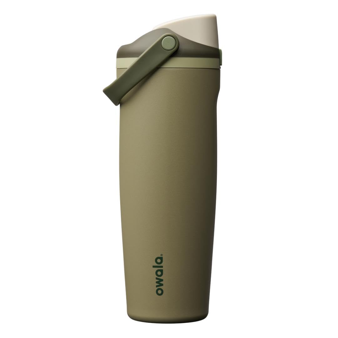 Owala FreeSip Sway Insulated Stainless Steel Water Bottle with Two-Way Spout, Built-In Straw and Bucket Handle, Made for Travel, School, and Sports, 30oz, BPA Free, Leak Proof, Pink Angel Food Cake