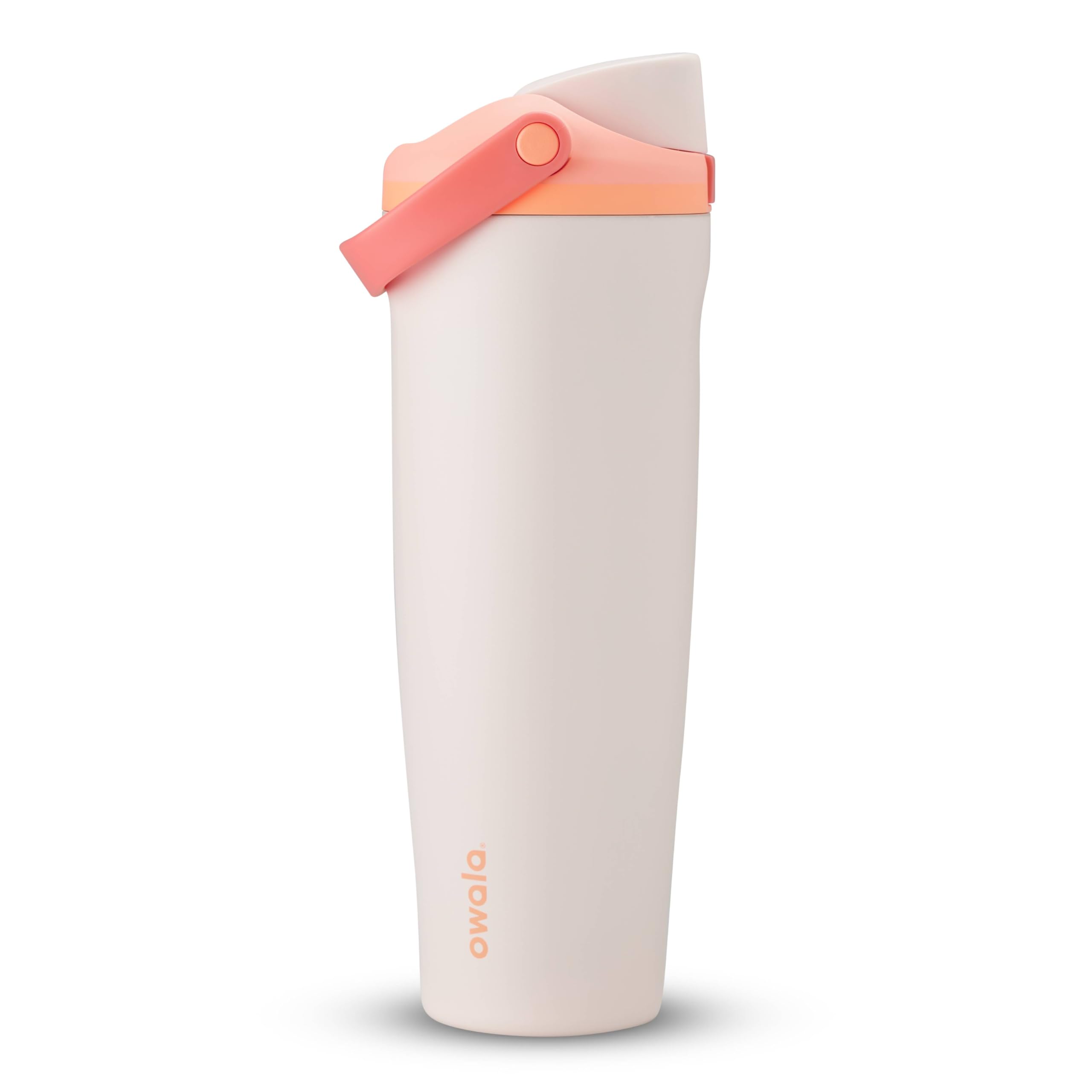 Owala FreeSip Sway Insulated Stainless Steel Water Bottle with Two-Way Spout, Built-In Straw and Bucket Handle, Made for Travel, School, and Sports, 30oz, BPA Free, Leak Proof, Pink Angel Food Cake