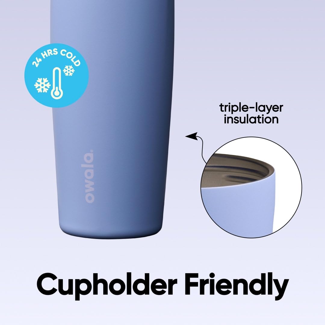 Owala FreeSip Sway Insulated Stainless Steel Water Bottle with Two-Way Spout, Built-In Straw and Bucket Handle, Made for Travel, School, and Sports, 30oz, BPA Free, Leak Proof, Pink Angel Food Cake