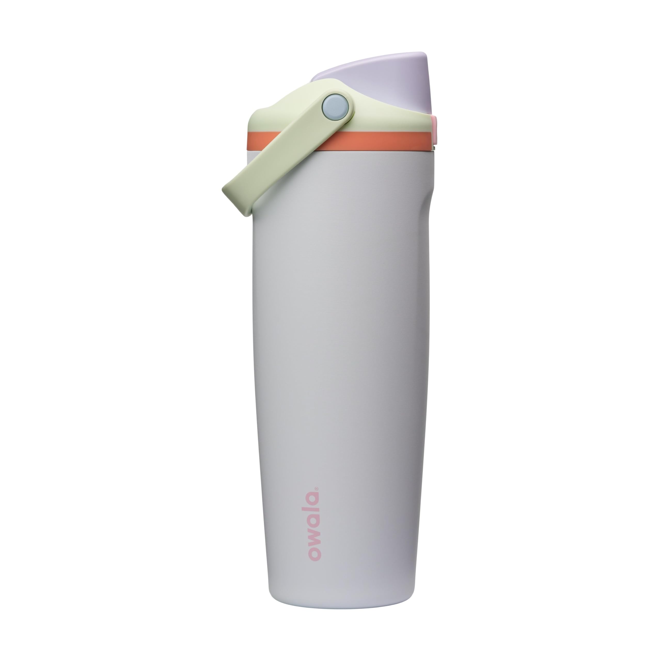 Owala FreeSip Sway Insulated Stainless Steel Water Bottle with Two-Way Spout, Built-In Straw and Bucket Handle, Made for Travel, School, and Sports, 30oz, BPA Free, Leak Proof, Pink Angel Food Cake