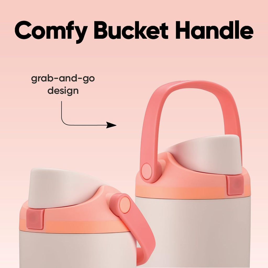 Owala FreeSip Sway Insulated Stainless Steel Water Bottle with Two-Way Spout, Built-In Straw and Bucket Handle, Made for Travel, School, and Sports, 30oz, BPA Free, Leak Proof, Pink Angel Food Cake