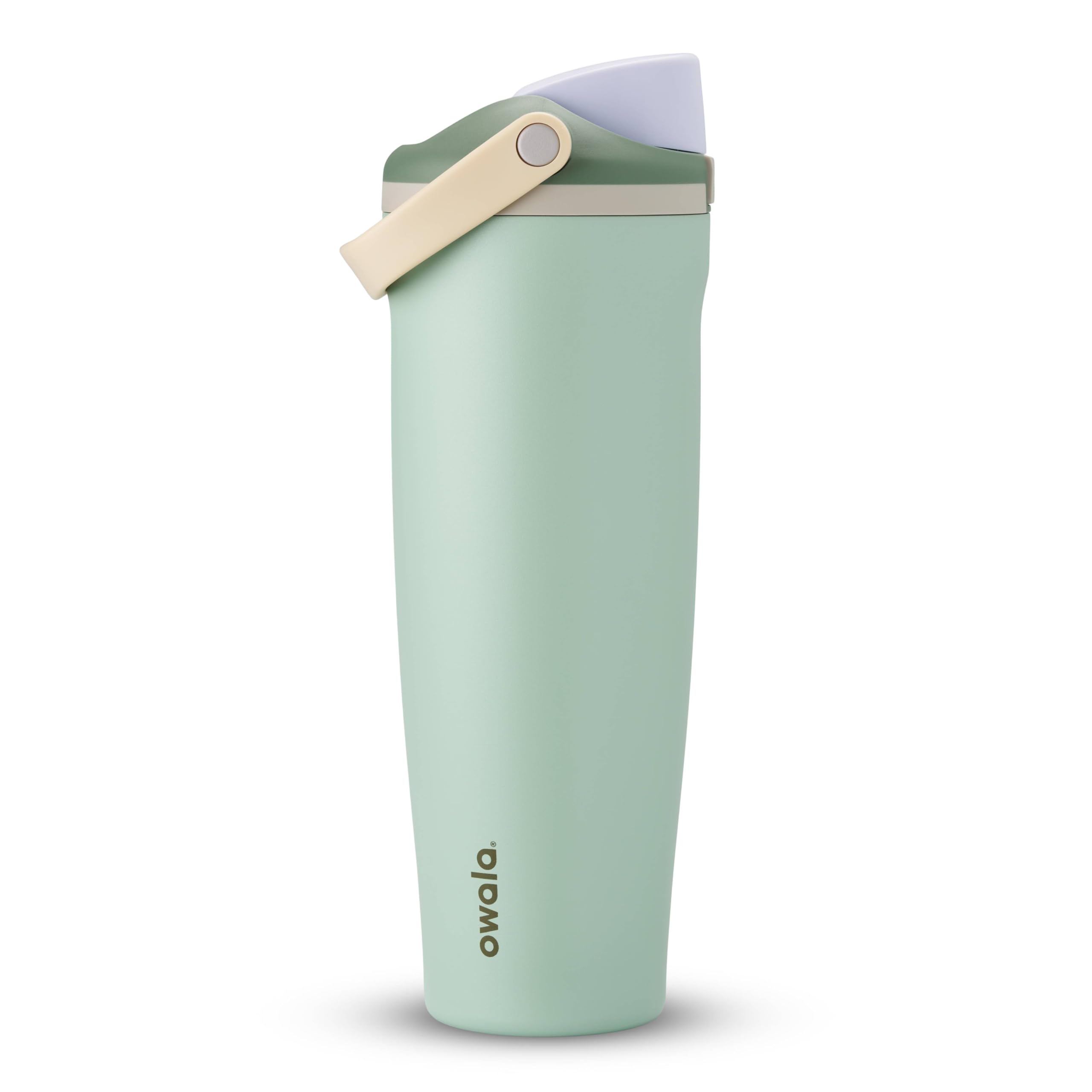 Owala FreeSip Sway Insulated Stainless Steel Water Bottle with Two-Way Spout, Built-In Straw and Bucket Handle, Made for Travel, School, and Sports, 30oz, BPA Free, Leak Proof, Pink Angel Food Cake