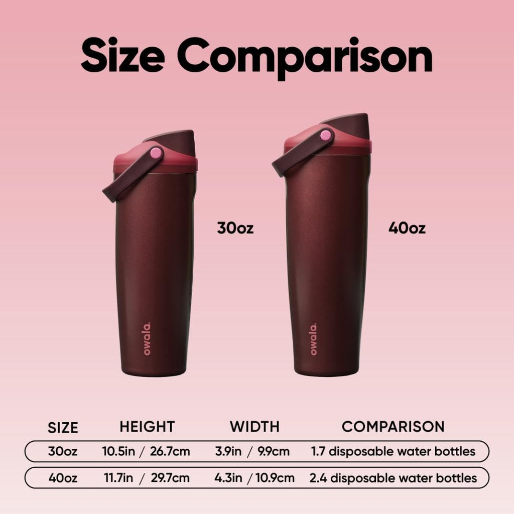 Owala FreeSip Sway Insulated Stainless Steel Water Bottle with Two-Way Spout, Built-In Straw and Bucket Handle, Made for Travel, School, and Sports, 30oz, BPA Free, Leak Proof, Pink Angel Food Cake