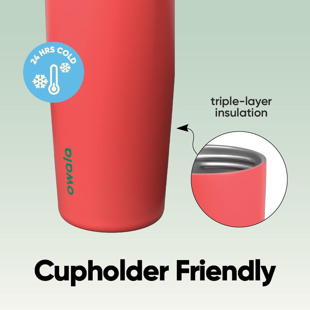 Owala FreeSip Sway Insulated Stainless Steel Water Bottle with Two-Way Spout, Built-In Straw and Bucket Handle, Made for Travel, School, and Sports, 30oz, BPA Free, Leak Proof, Pink Angel Food Cake