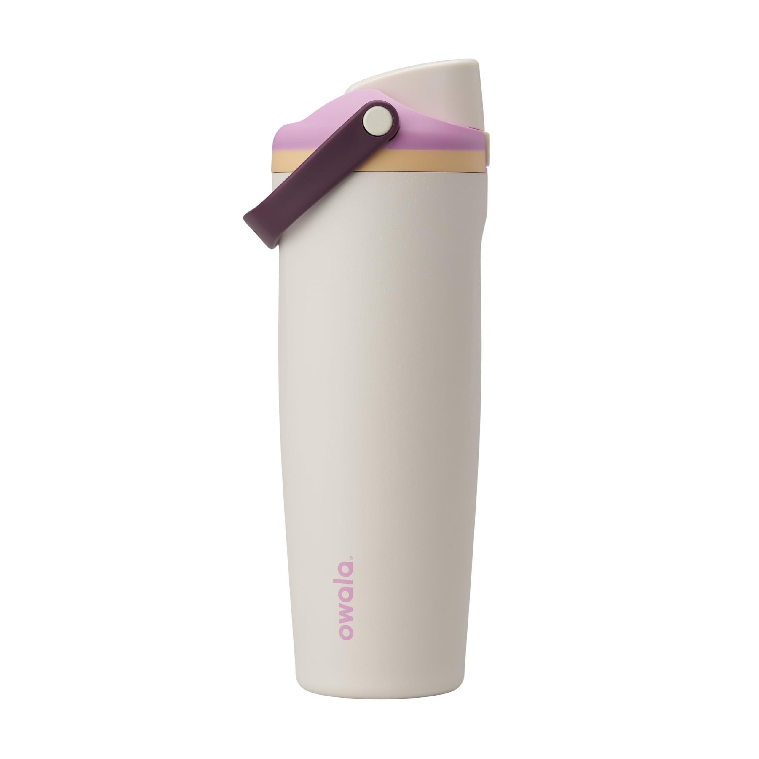 Owala FreeSip Sway Insulated Stainless Steel Water Bottle with Two-Way Spout, Built-In Straw and Bucket Handle, Made for Travel, School, and Sports, 30oz, BPA Free, Leak Proof, Pink Angel Food Cake
