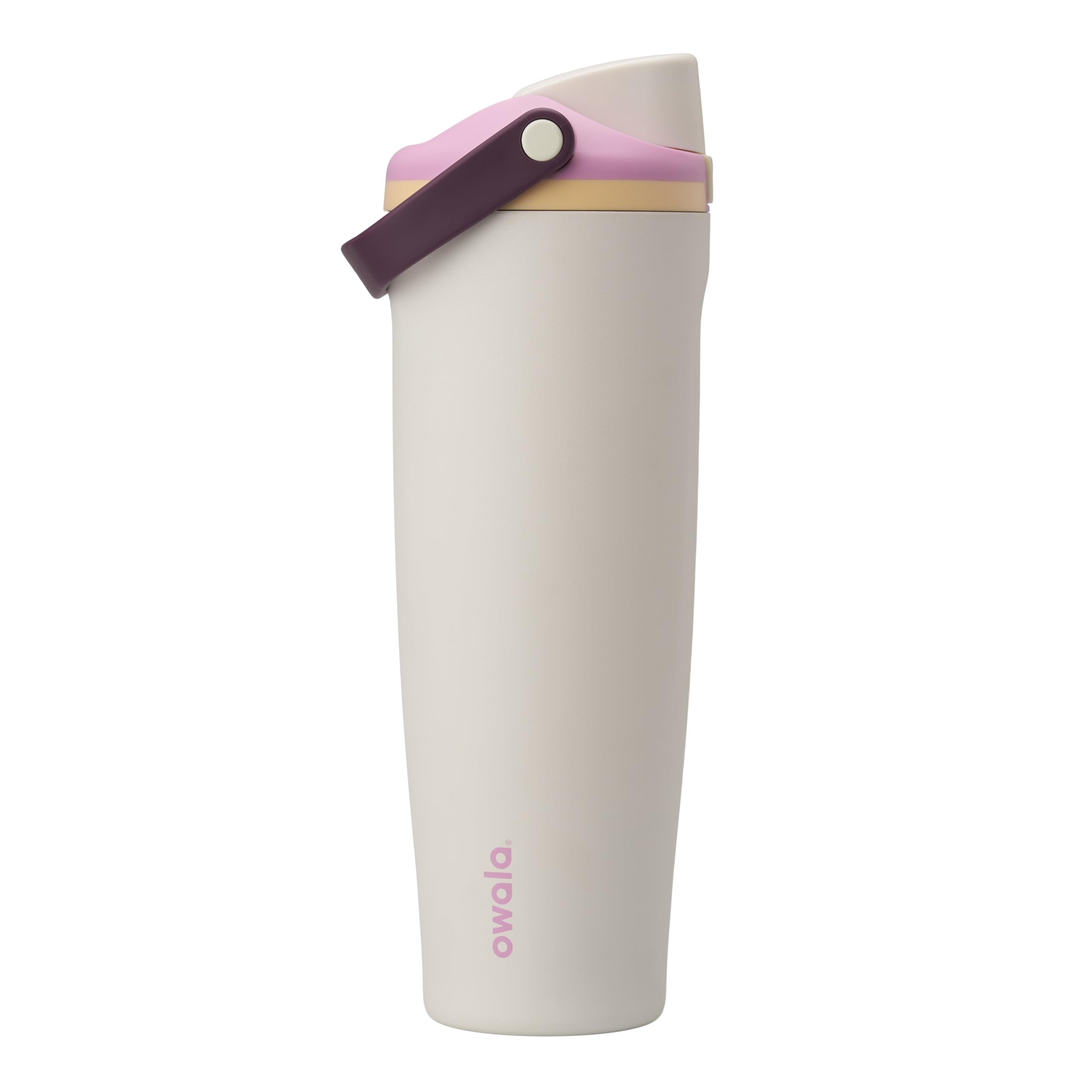 Owala FreeSip Sway Insulated Stainless Steel Water Bottle with Two-Way Spout, Built-In Straw and Bucket Handle, Made for Travel, School, and Sports, 30oz, BPA Free, Leak Proof, Pink Angel Food Cake