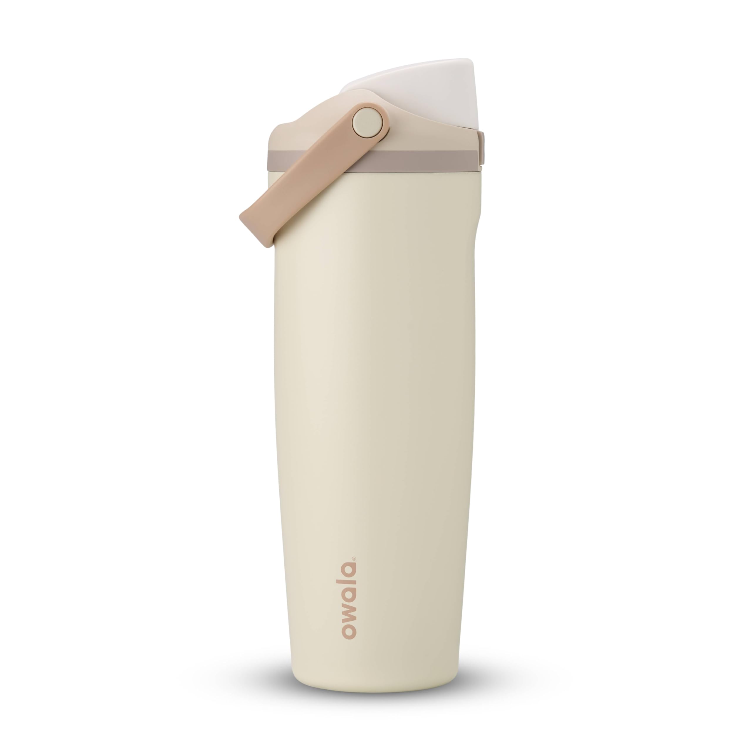 Owala FreeSip Sway Insulated Stainless Steel Water Bottle with Two-Way Spout, Built-In Straw and Bucket Handle, Made for Travel, School, and Sports, 30oz, BPA Free, Leak Proof, Pink Angel Food Cake
