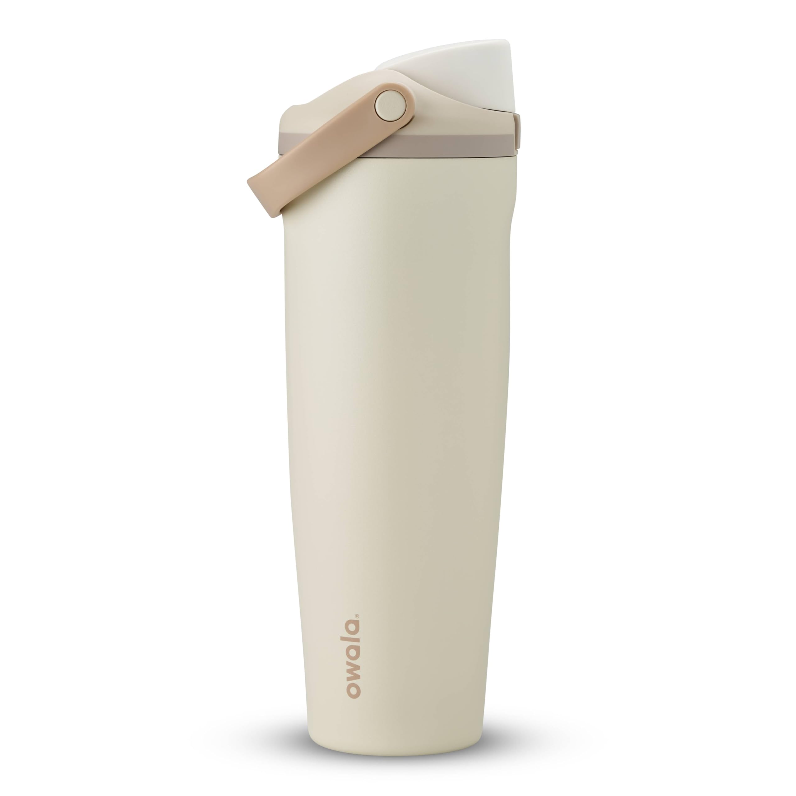 Owala FreeSip Sway Insulated Stainless Steel Water Bottle with Two-Way Spout, Built-In Straw and Bucket Handle, Made for Travel, School, and Sports, 30oz, BPA Free, Leak Proof, Pink Angel Food Cake