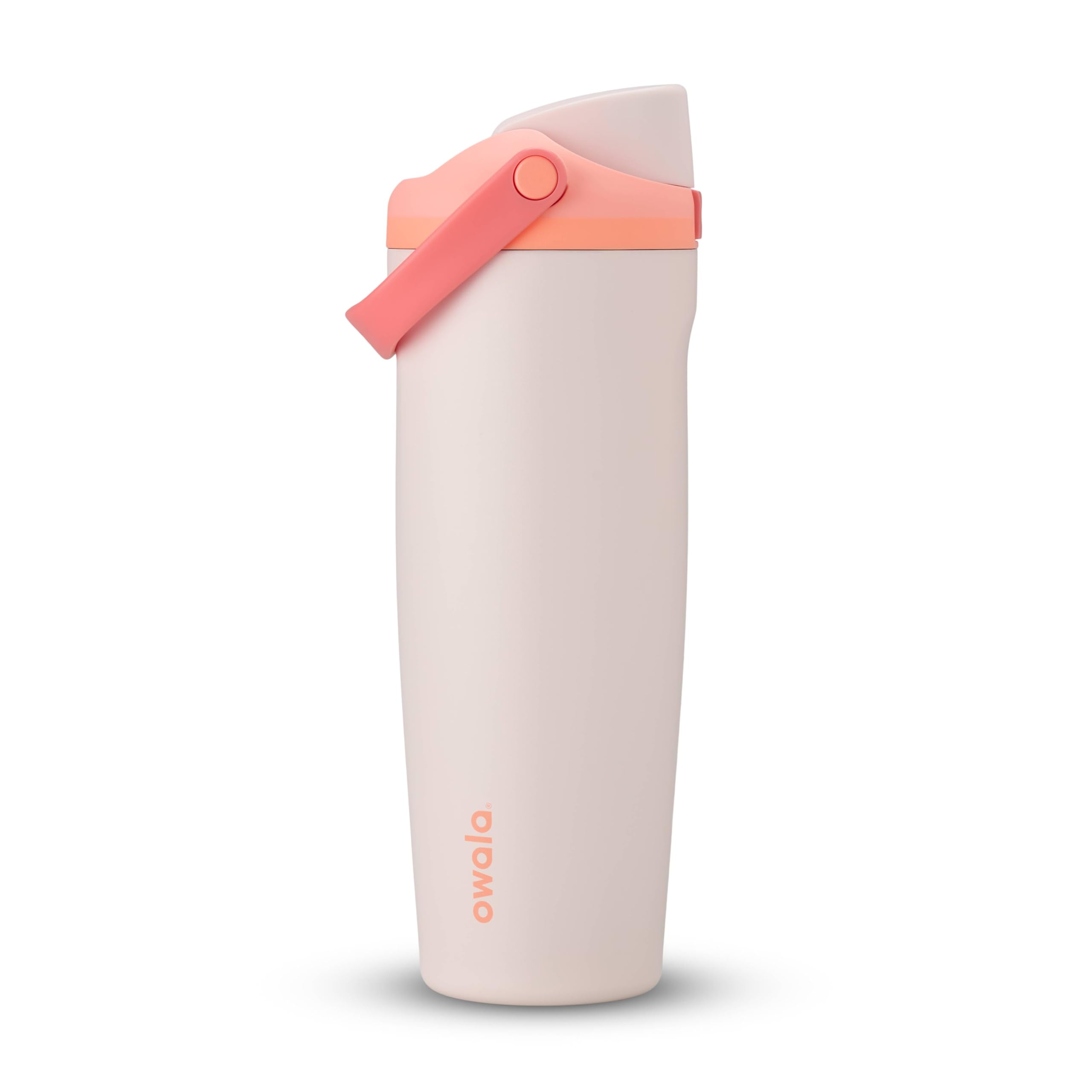 Owala FreeSip Sway Insulated Stainless Steel Water Bottle with Two-Way Spout, Built-In Straw and Bucket Handle, Made for Travel, School, and Sports, 30oz, BPA Free, Leak Proof, Pink Angel Food Cake