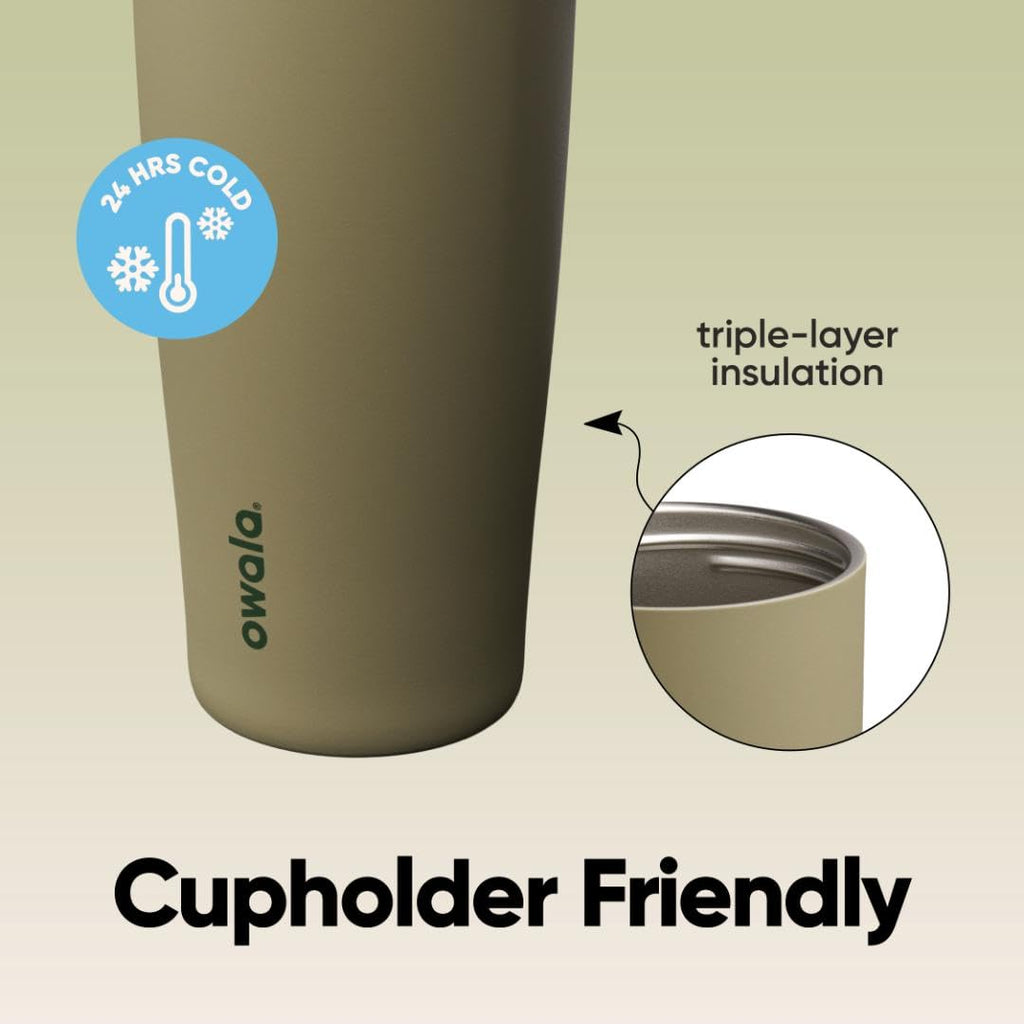 Owala FreeSip Sway Insulated Stainless Steel Water Bottle with Two-Way Spout, Built-In Straw and Bucket Handle, Made for Travel, School, and Sports, 30oz, BPA Free, Leak Proof, Pink Angel Food Cake