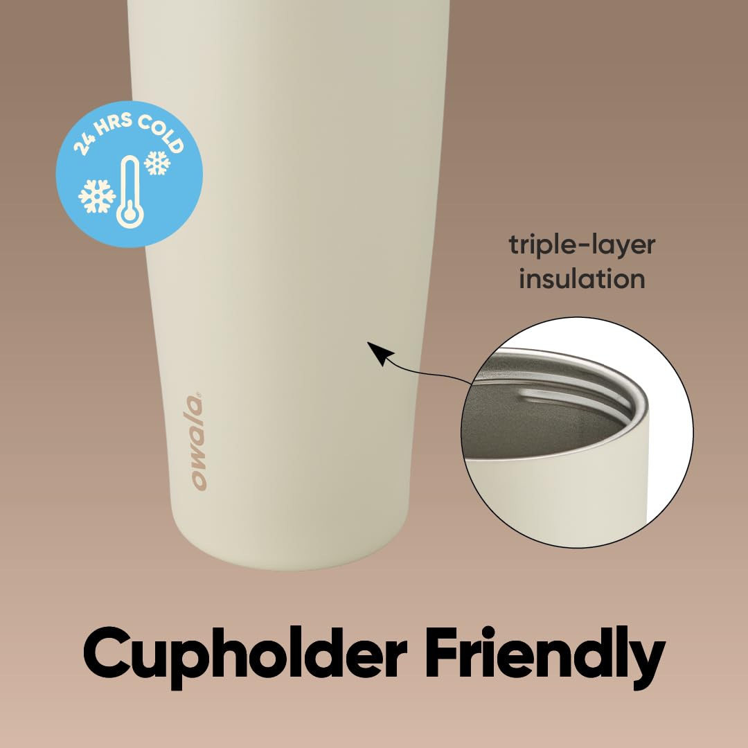Owala FreeSip Sway Insulated Stainless Steel Water Bottle with Two-Way Spout, Built-In Straw and Bucket Handle, Made for Travel, School, and Sports, 30oz, BPA Free, Leak Proof, Pink Angel Food Cake