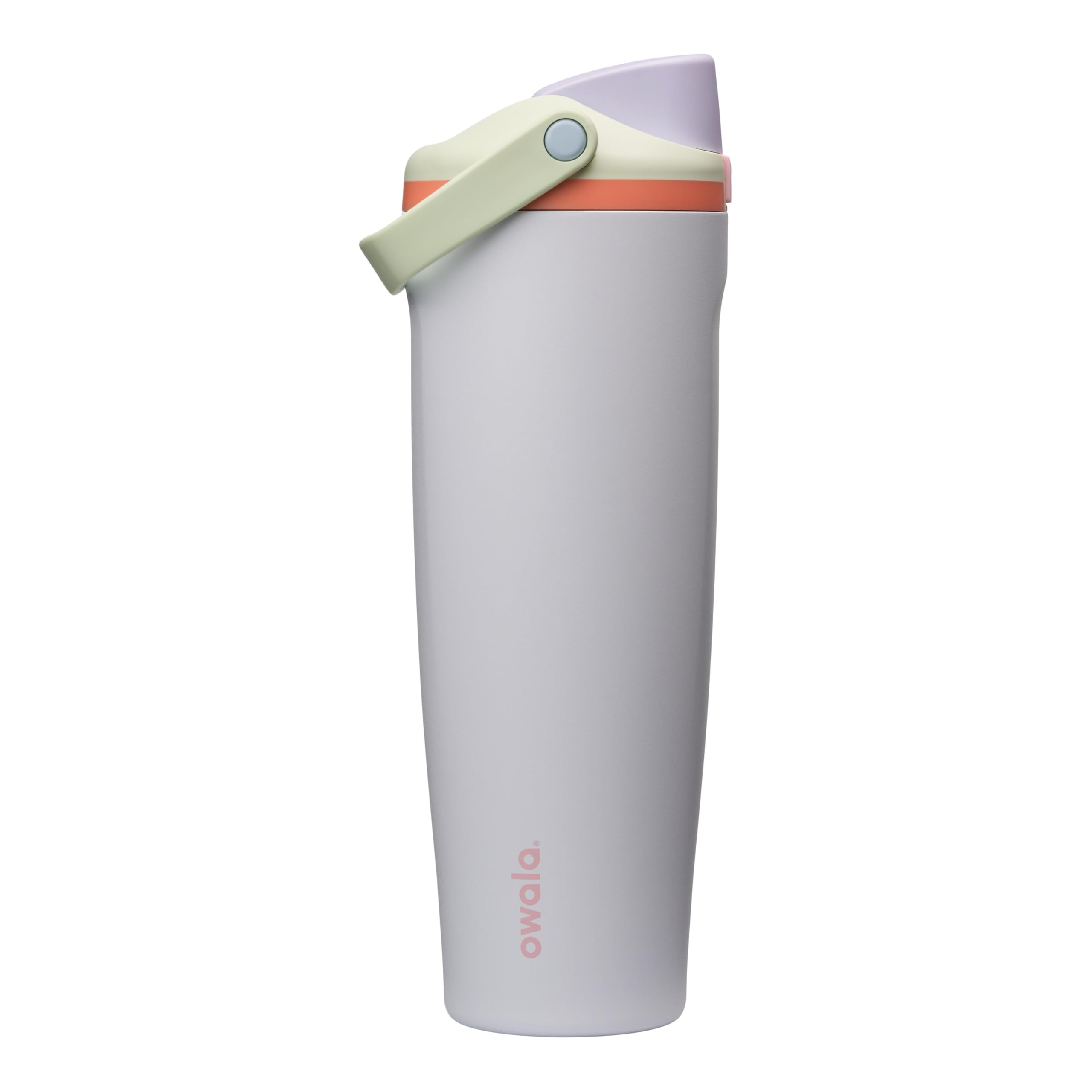 Owala FreeSip Sway Insulated Stainless Steel Water Bottle with Two-Way Spout, Built-In Straw and Bucket Handle, Made for Travel, School, and Sports, 30oz, BPA Free, Leak Proof, Pink Angel Food Cake