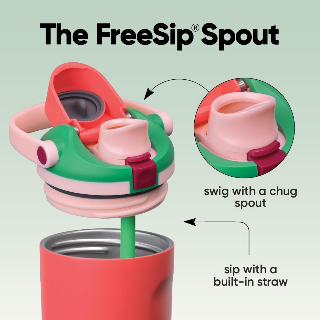 Owala FreeSip Sway Insulated Stainless Steel Water Bottle with Two-Way Spout, Built-In Straw and Bucket Handle, Made for Travel, School, and Sports, 30oz, BPA Free, Leak Proof, Pink Angel Food Cake