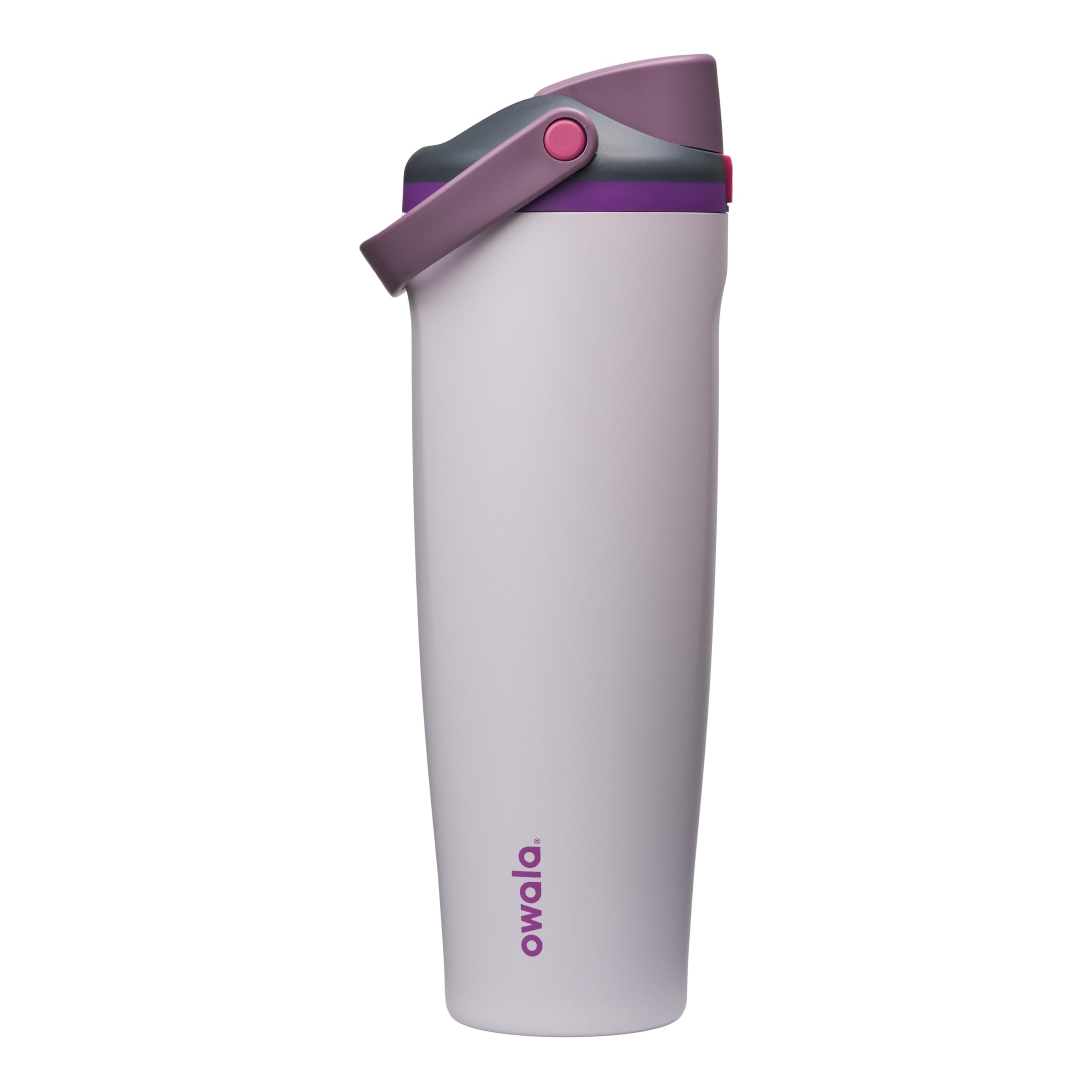 Owala FreeSip Sway Insulated Stainless Steel Water Bottle with Two-Way Spout, Built-In Straw and Bucket Handle, Made for Travel, School, and Sports, 30oz, BPA Free, Leak Proof, Pink Angel Food Cake