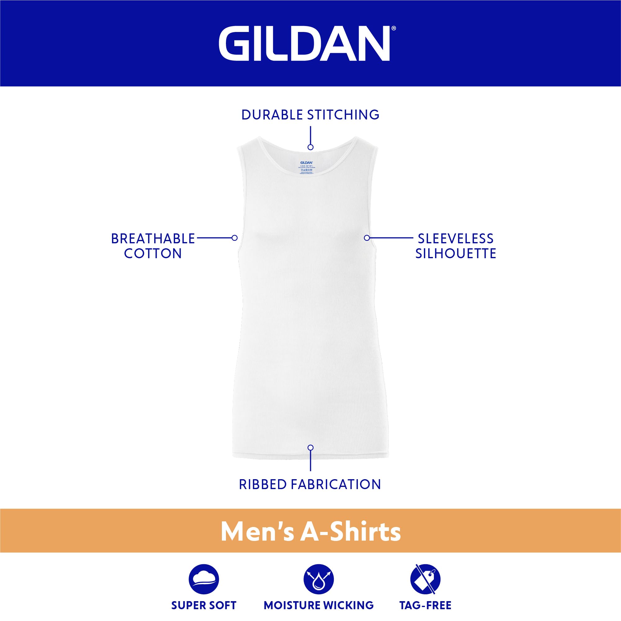 Gildan - Camisetas sin mangas para hombre, paquete múltiple