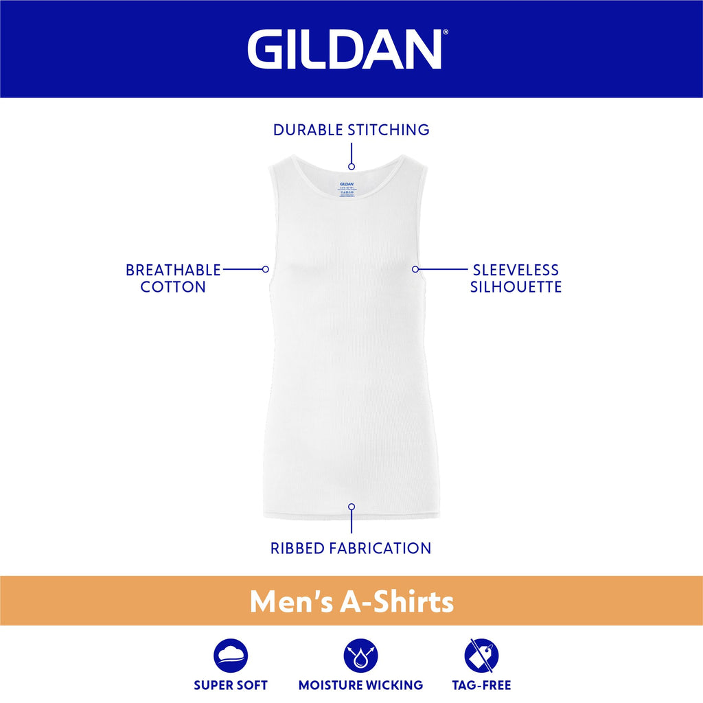 Gildan - Camisetas sin mangas para hombre, paquete múltiple