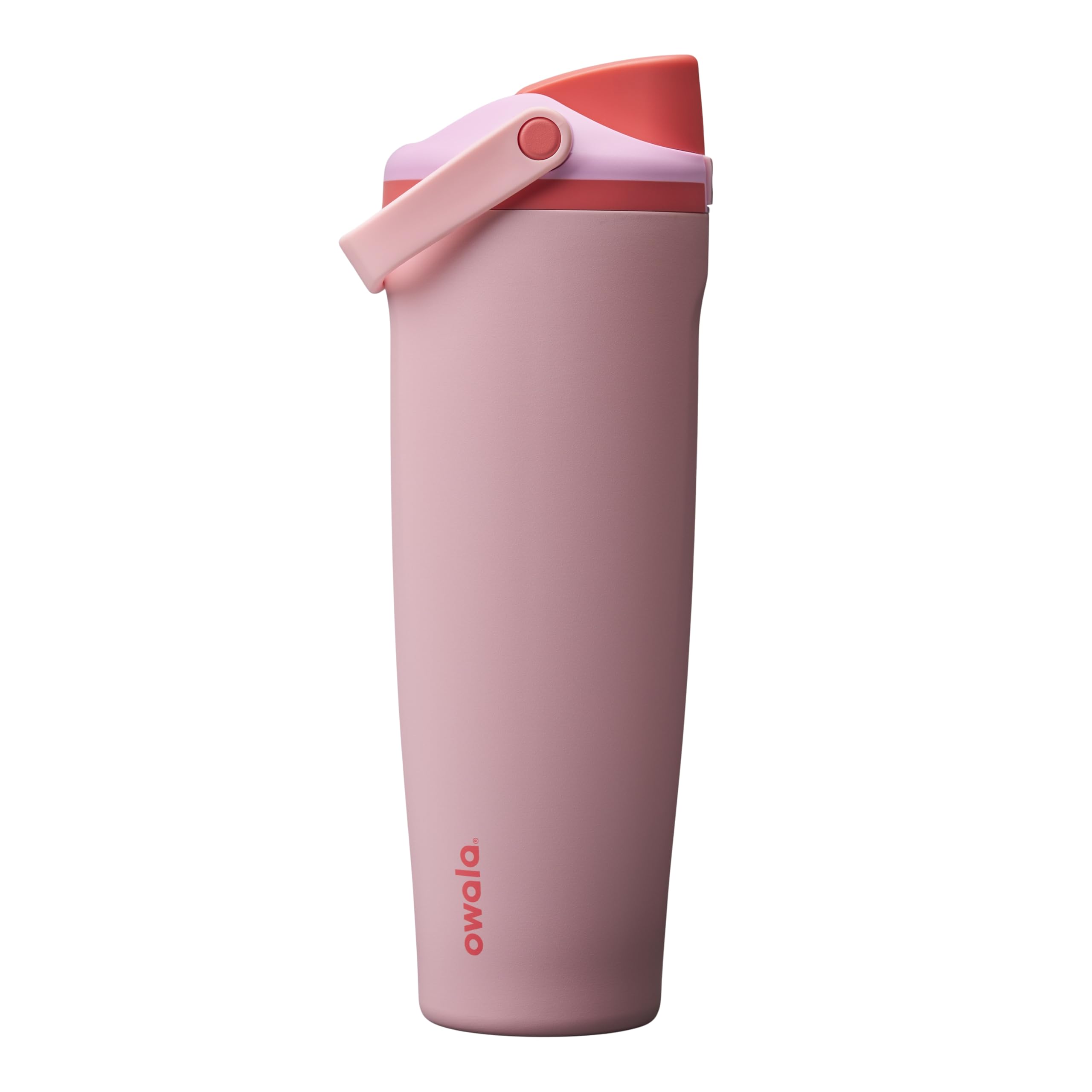 Owala FreeSip Sway Insulated Stainless Steel Water Bottle with Two-Way Spout, Built-In Straw and Bucket Handle, Made for Travel, School, and Sports, 30oz, BPA Free, Leak Proof, Pink Angel Food Cake