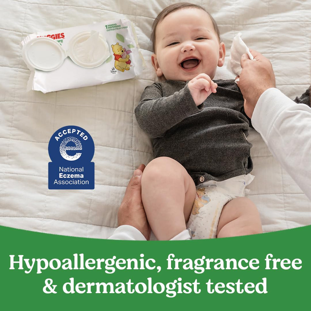Huggies - Toallitas para bebés Natural Care Sensitive, sin perfume, hipoalergénicas, 99% de agua purificada, 12 paquetes abatibles (768 toallitas en total), el embalaje puede variar