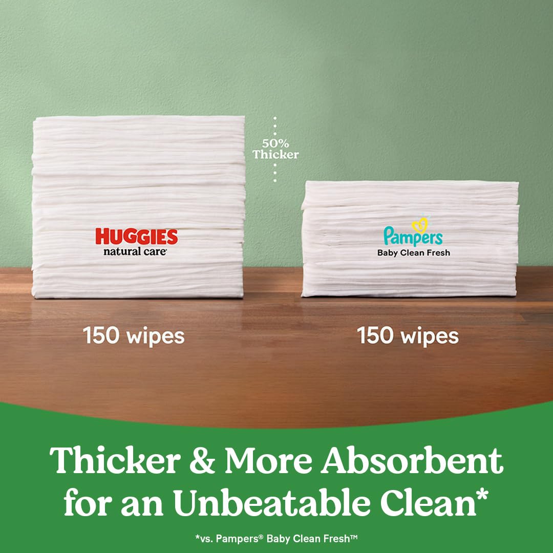Huggies - Toallitas para bebés Natural Care Sensitive, sin perfume, hipoalergénicas, 99% de agua purificada, 12 paquetes abatibles (768 toallitas en total), el embalaje puede variar