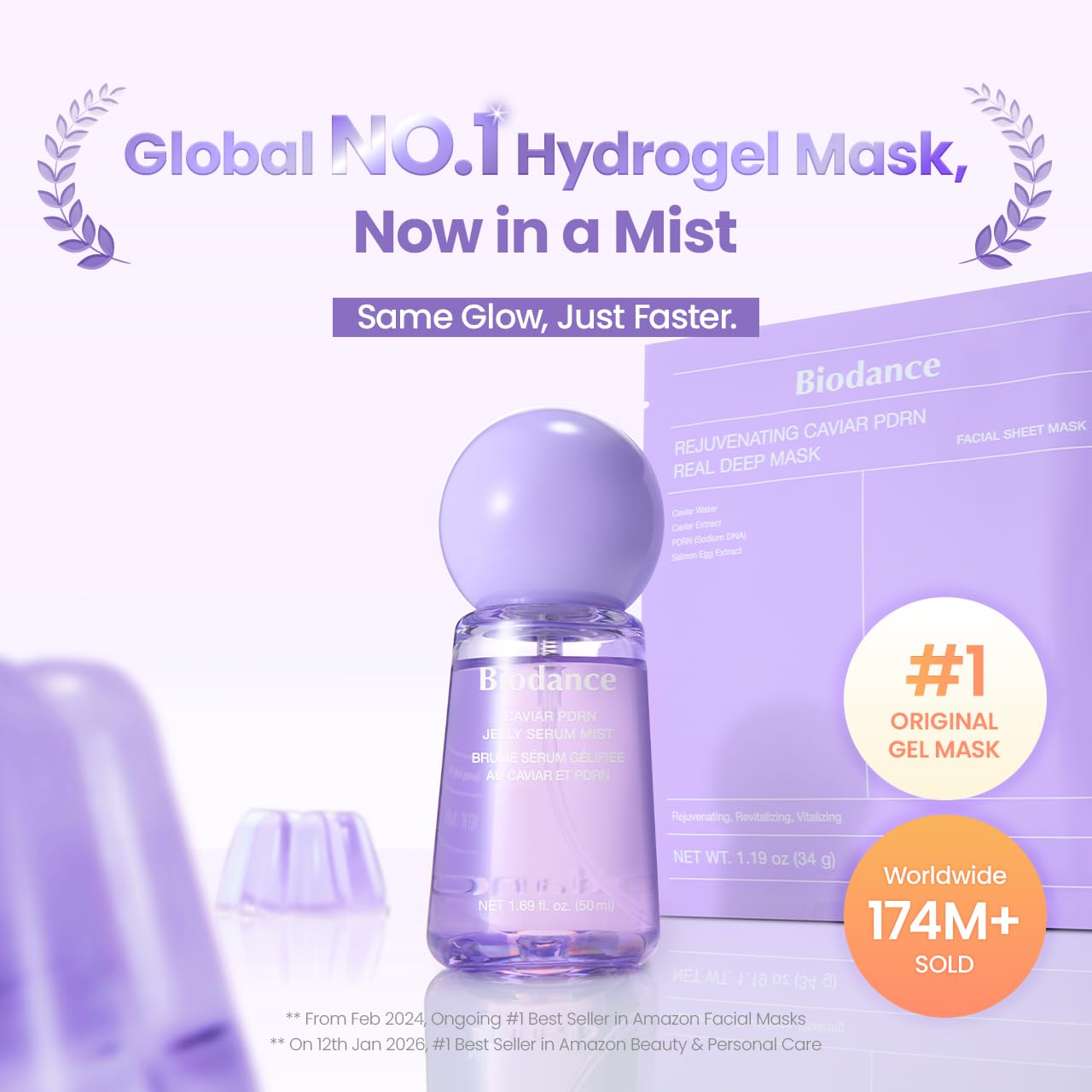 BIODANCE Spray facial hidratante de péptidos de colágeno, spray facial antienvejecimiento, hidrogel pulverizable, artículos esenciales de viaje y regalos de cuidado personal para mujeres, cuidado de la piel coreano | 1.69 onzas líquidas