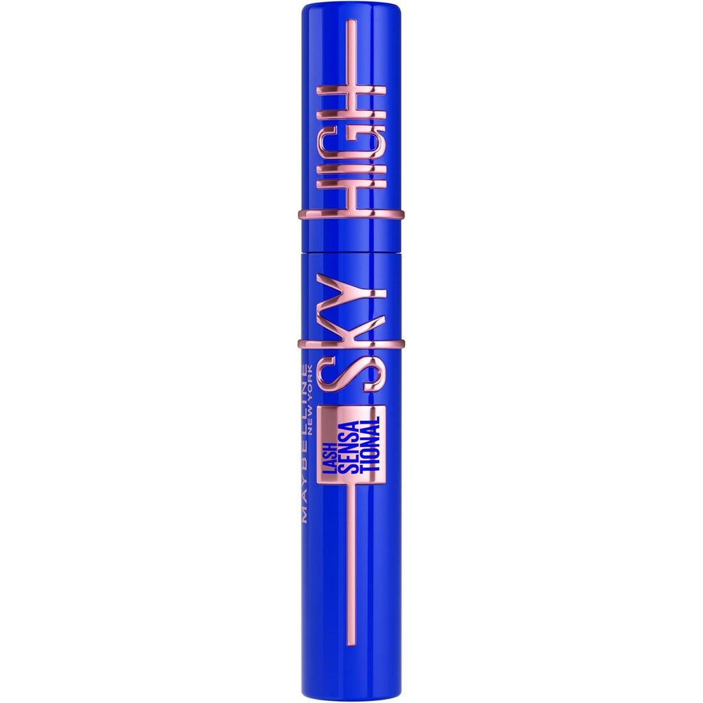 Maybelline Lash Sensational Sky High - Máscara de pestañas lavable, maquillaje, voluminizadora, alargadora, definidora, rizador, fórmula acumulable, negro más negro, 1 unidad