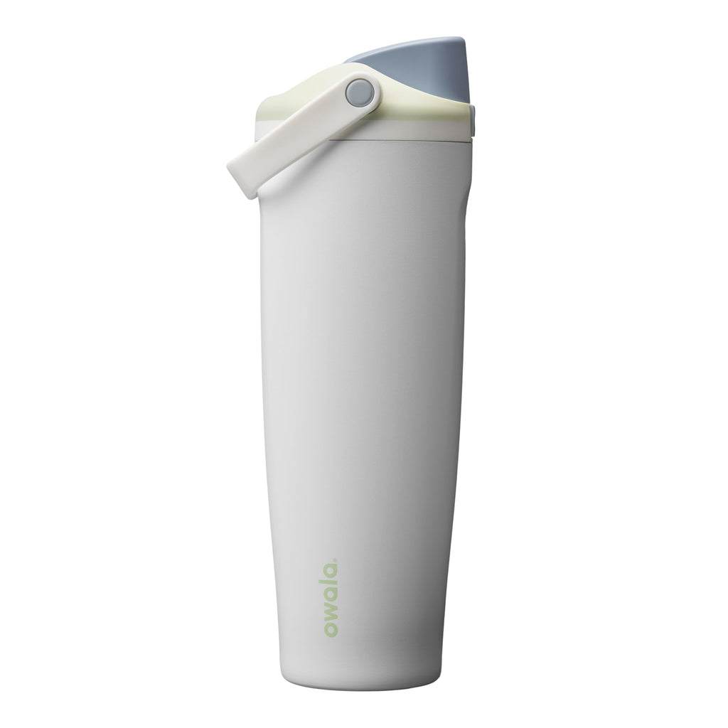 Owala FreeSip Sway Insulated Stainless Steel Water Bottle with Two-Way Spout, Built-In Straw and Bucket Handle, Made for Travel, School, and Sports, 30oz, BPA Free, Leak Proof, Pink Angel Food Cake