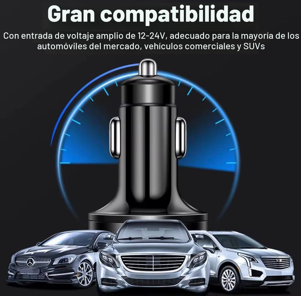 Cargador de coche multipuerto 6 en 1 con detección de voltaje, 2PD+3USB+QC3.0 Adaptador de enchufe de encendedor de cigarrillos de carga rápida compatible con iPhone, Android, Samsung, iPad Pro