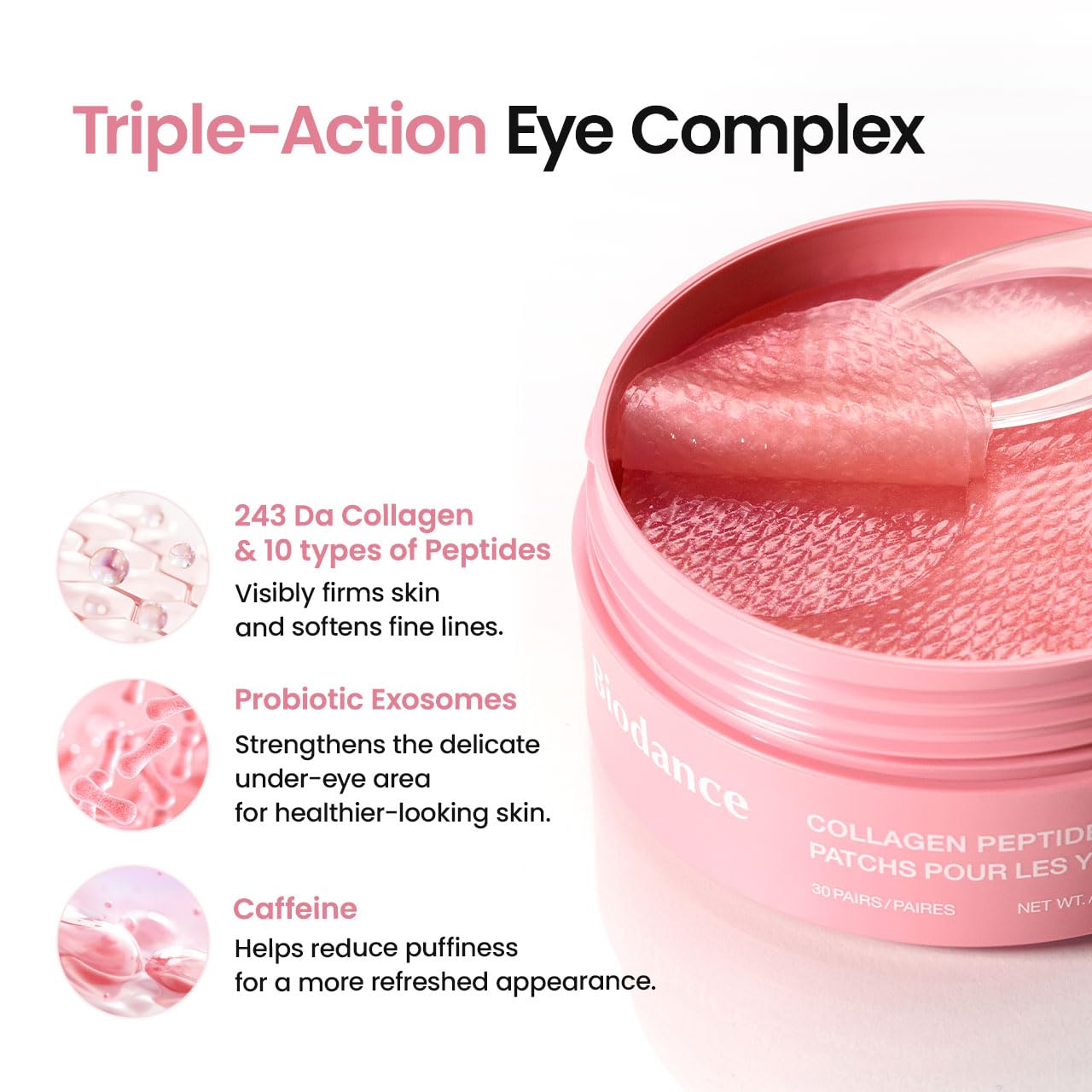 BIODANCE Parches de péptido de colágeno para los ojos, parches antiarrugas y líneas sonrientes para la cara, máscara debajo de los ojos para líneas finas y bolsas de ojos, artículos esenciales de viaje y regalos de cuidado personal para mujeres, cuidado d
