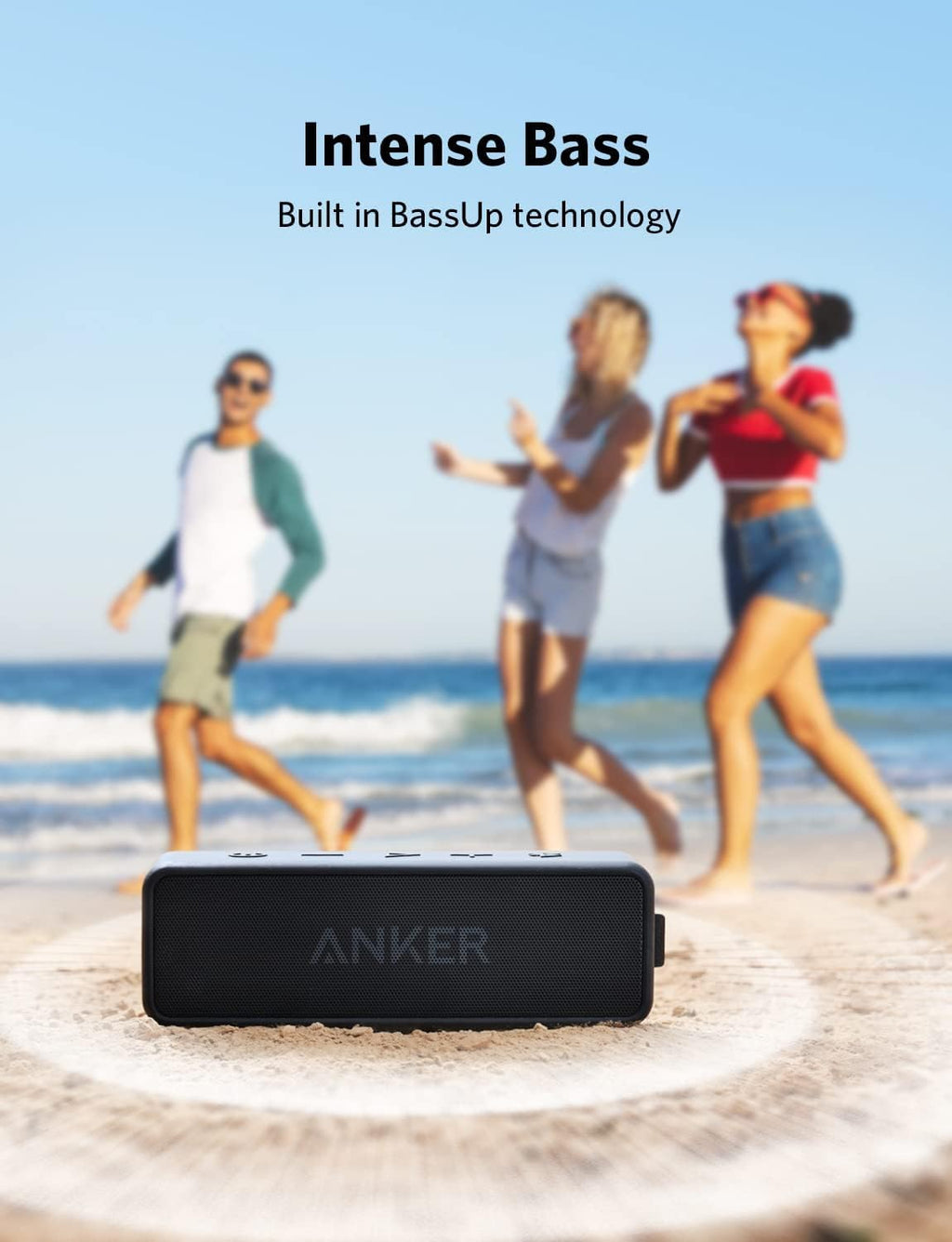 Anker Soundcore 2 - Altavoz Bluetooth portátil con sonido estéreo, Bluetooth 5, BassUp, impermeable IPX7, 24 horas de reproducción, emparejamiento estéreo inalámbrico, altavoz para el hogar, exterior