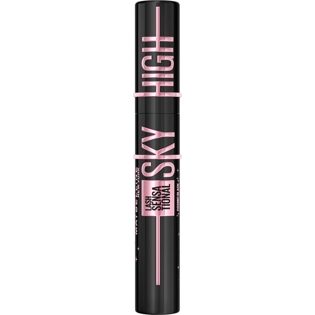 Maybelline Lash Sensational Sky High - Máscara de pestañas lavable, maquillaje, voluminizadora, alargadora, definidora, rizador, fórmula acumulable, negro más negro, 1 unidad