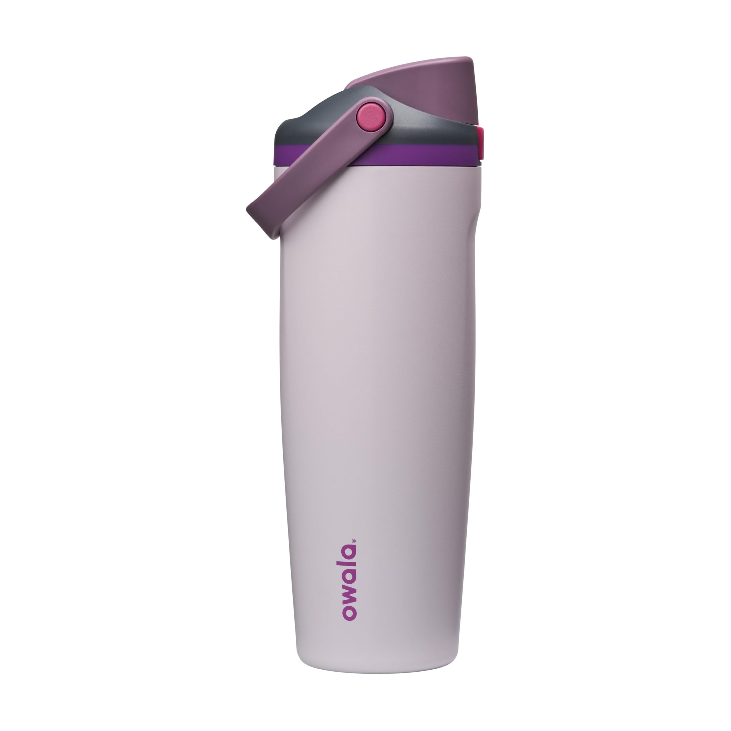 Owala FreeSip Sway Insulated Stainless Steel Water Bottle with Two-Way Spout, Built-In Straw and Bucket Handle, Made for Travel, School, and Sports, 30oz, BPA Free, Leak Proof, Pink Angel Food Cake