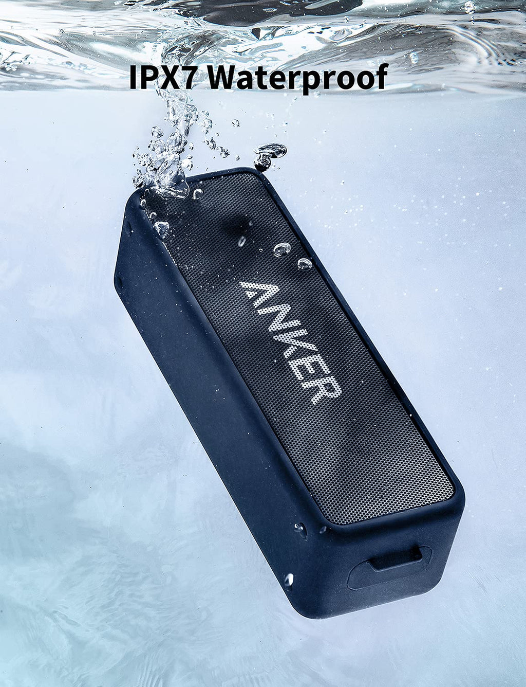 Anker Soundcore 2 - Altavoz Bluetooth portátil con sonido estéreo, Bluetooth 5, BassUp, impermeable IPX7, 24 horas de reproducción, emparejamiento estéreo inalámbrico, altavoz para el hogar, exterior