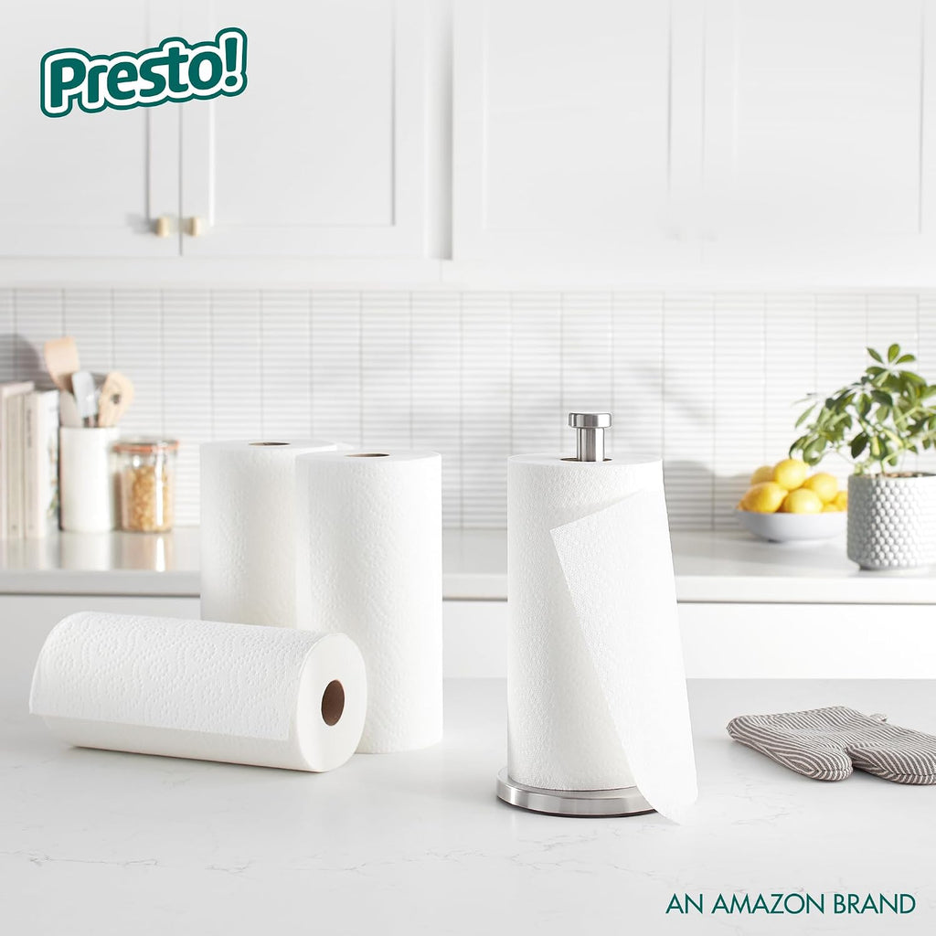 Marca Amazon - Presto! Toallas de papel Flex-a-Size, rollo enorme de 158 hojas, 12 rollos (2 paquetes de 6), equivalente a 38 rollos regulares, blanco