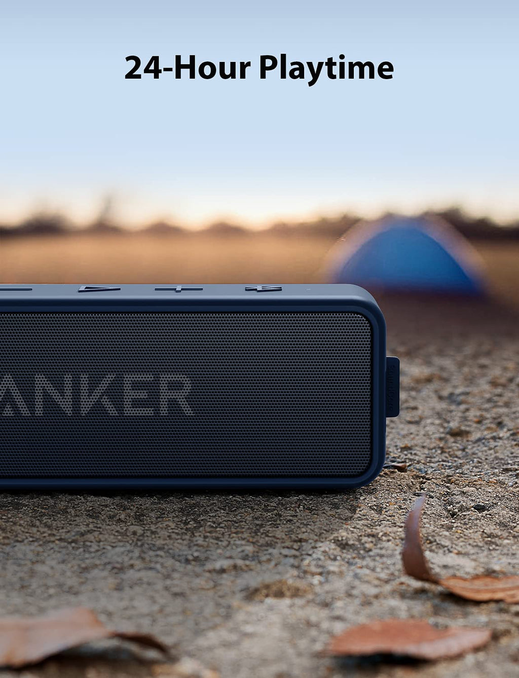 Anker Soundcore 2 - Altavoz Bluetooth portátil con sonido estéreo, Bluetooth 5, BassUp, impermeable IPX7, 24 horas de reproducción, emparejamiento estéreo inalámbrico, altavoz para el hogar, exterior