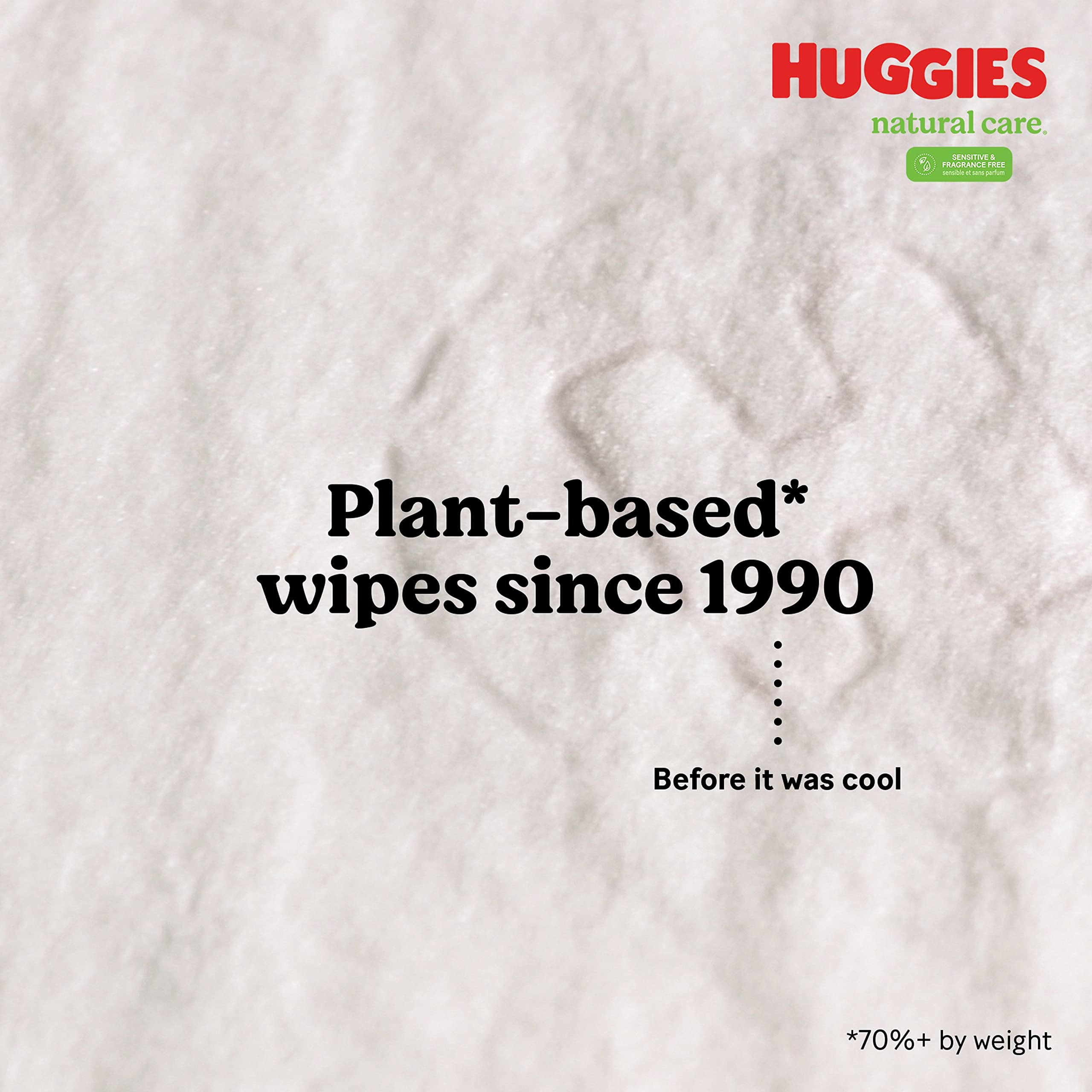 Huggies - Toallitas para bebés Natural Care Sensitive, sin perfume, hipoalergénicas, 99% de agua purificada, 12 paquetes abatibles (768 toallitas en total), el embalaje puede variar