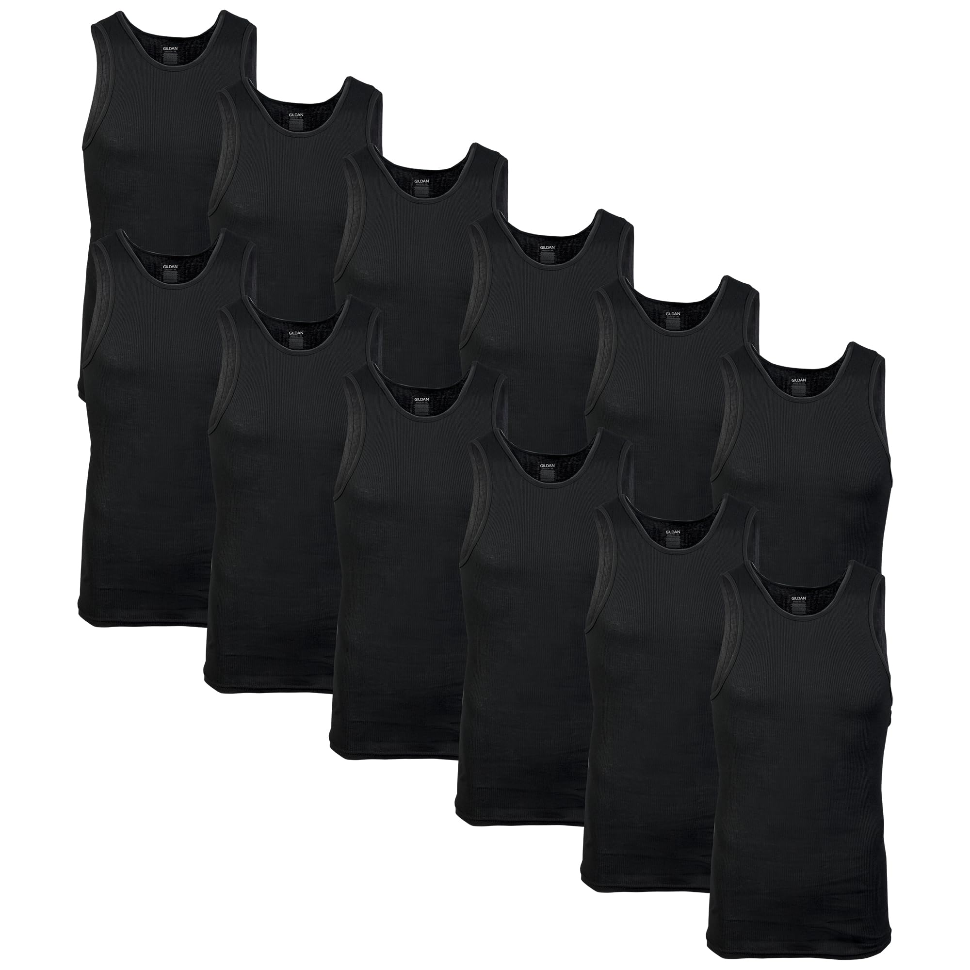 Gildan - Camisetas sin mangas para hombre, paquete múltiple