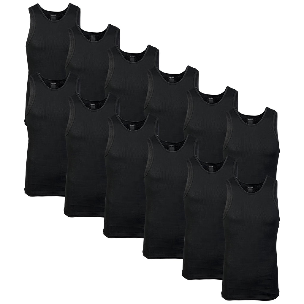 Gildan - Camisetas sin mangas para hombre, paquete múltiple