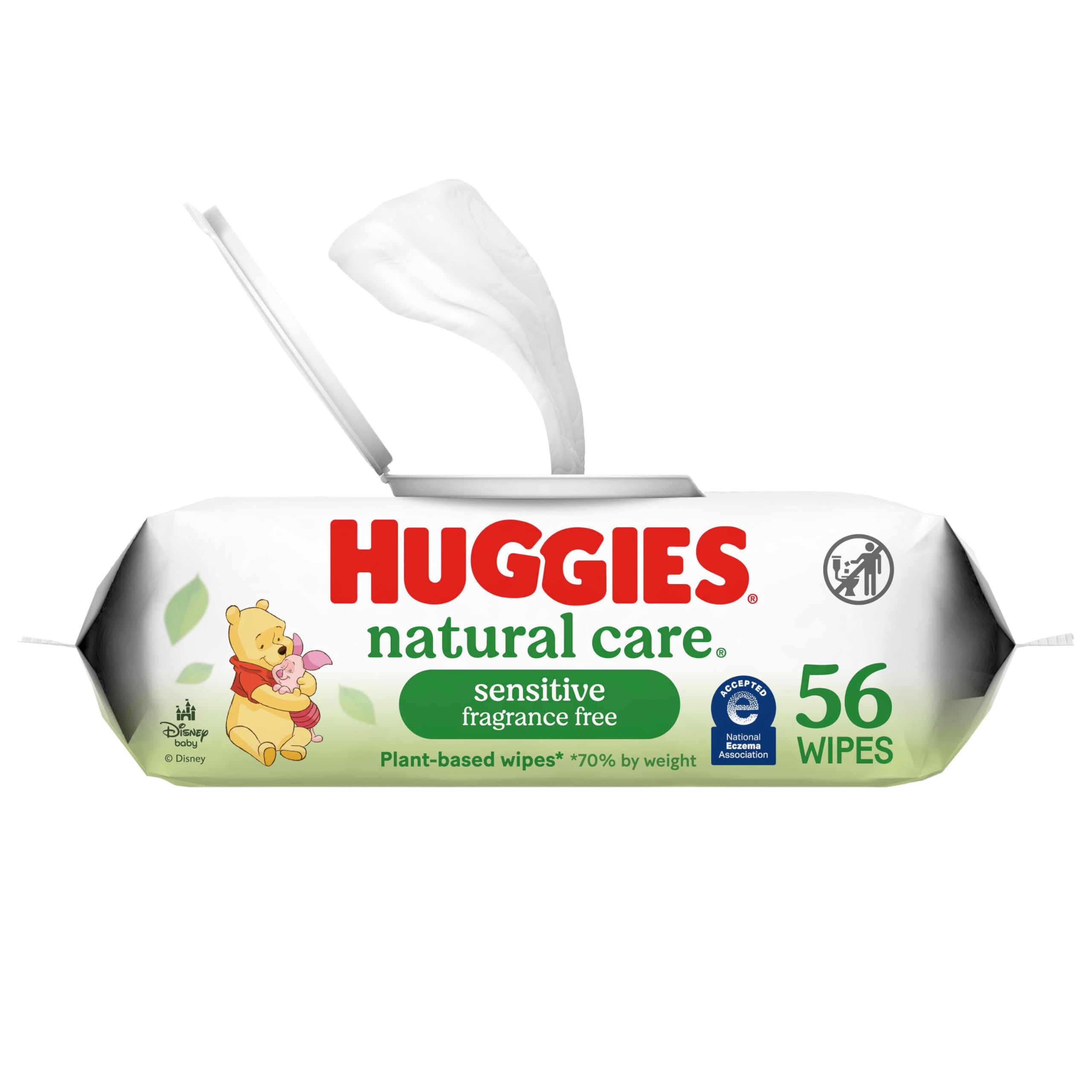 Huggies - Toallitas para bebés Natural Care Sensitive, sin perfume, hipoalergénicas, 99% de agua purificada, 12 paquetes abatibles (768 toallitas en total), el embalaje puede variar