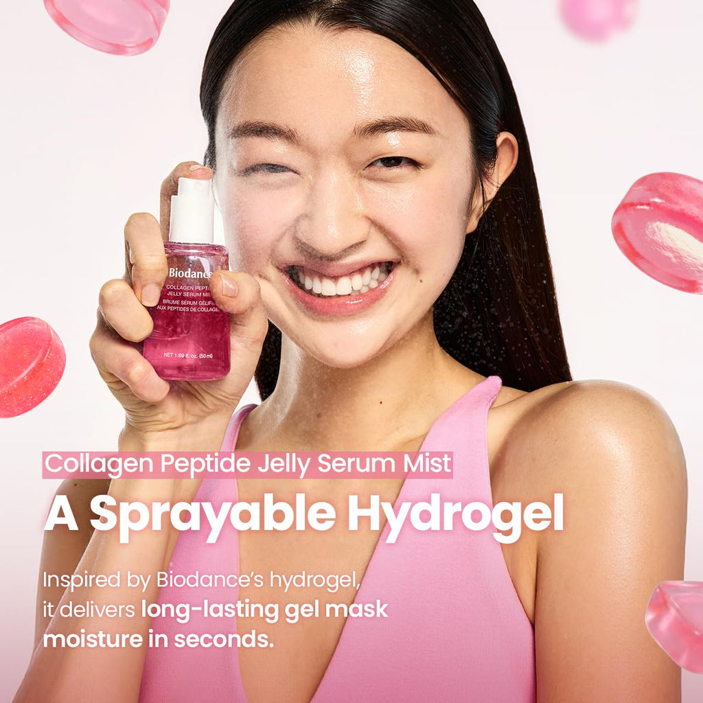 BIODANCE Spray facial hidratante de péptidos de colágeno, spray facial antienvejecimiento, hidrogel pulverizable, artículos esenciales de viaje y regalos de cuidado personal para mujeres, cuidado de la piel coreano | 1.69 onzas líquidas