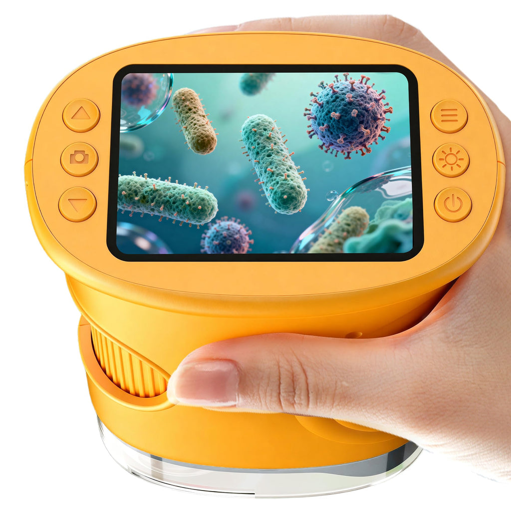 Microscopio digital de mano 1000X para niños: microscopio de bolsillo con pantalla IPS de 2.0 pulgadas, juguetes STEM, regalos de cumpleaños para niñas, niños y niños, kits portátiles de ciencia Edu para niños de 3 a 6 a 12 años