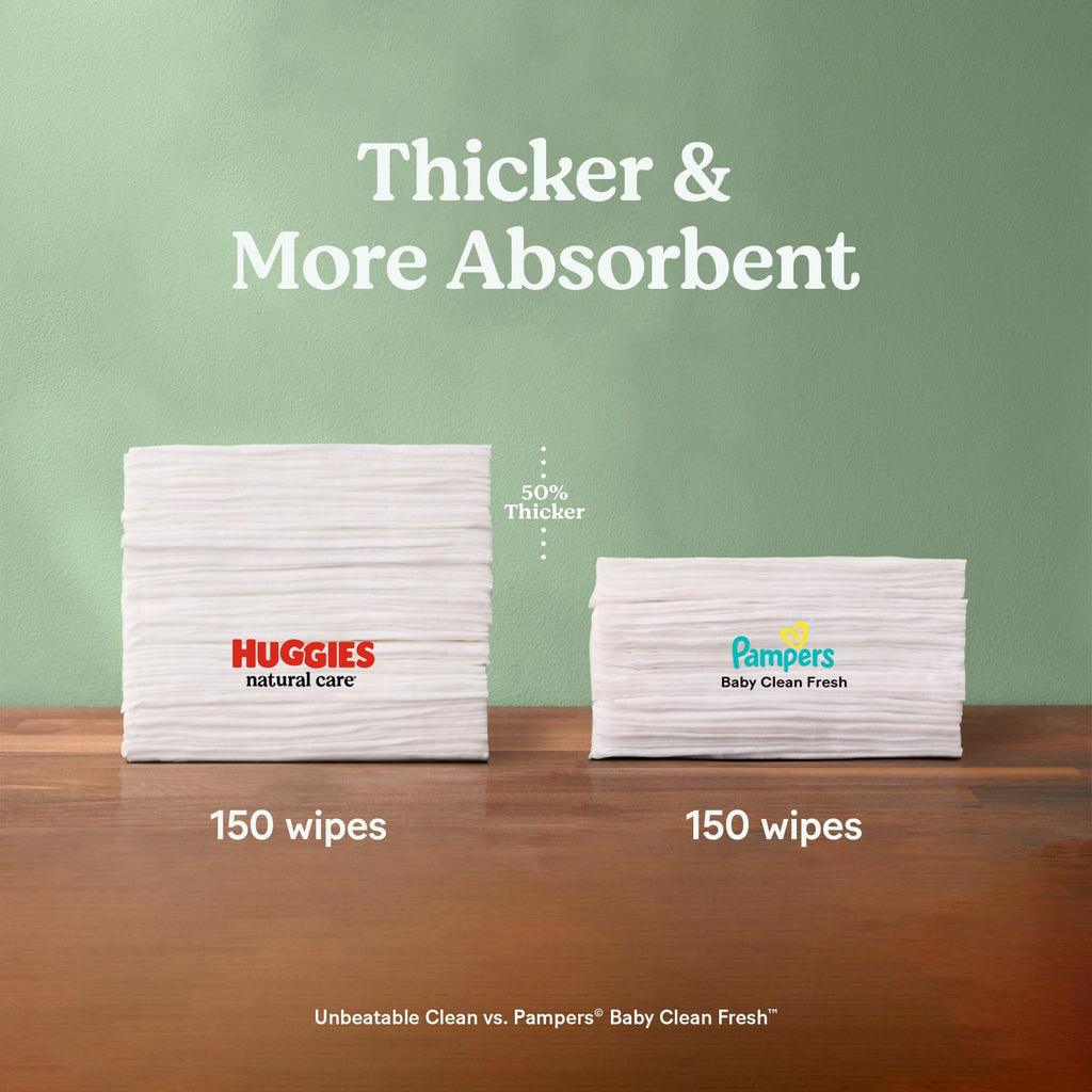 Huggies - Toallitas para bebés Natural Care Sensitive, sin perfume, hipoalergénicas, 99% de agua purificada, 12 paquetes abatibles (768 toallitas en total), el embalaje puede variar