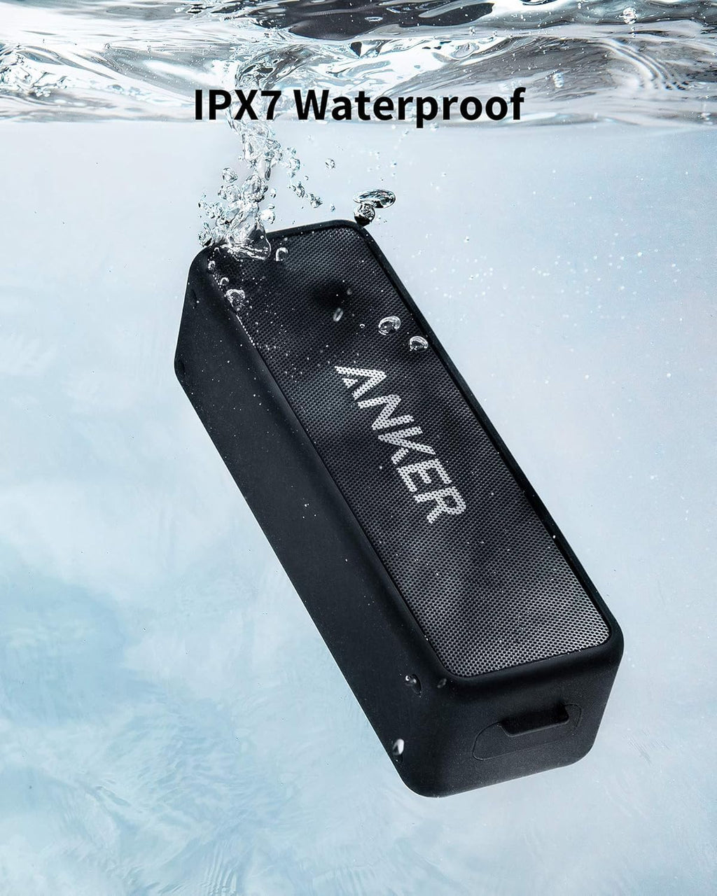 Anker Soundcore 2 - Altavoz Bluetooth portátil con sonido estéreo, Bluetooth 5, BassUp, impermeable IPX7, 24 horas de reproducción, emparejamiento estéreo inalámbrico, altavoz para el hogar, exterior