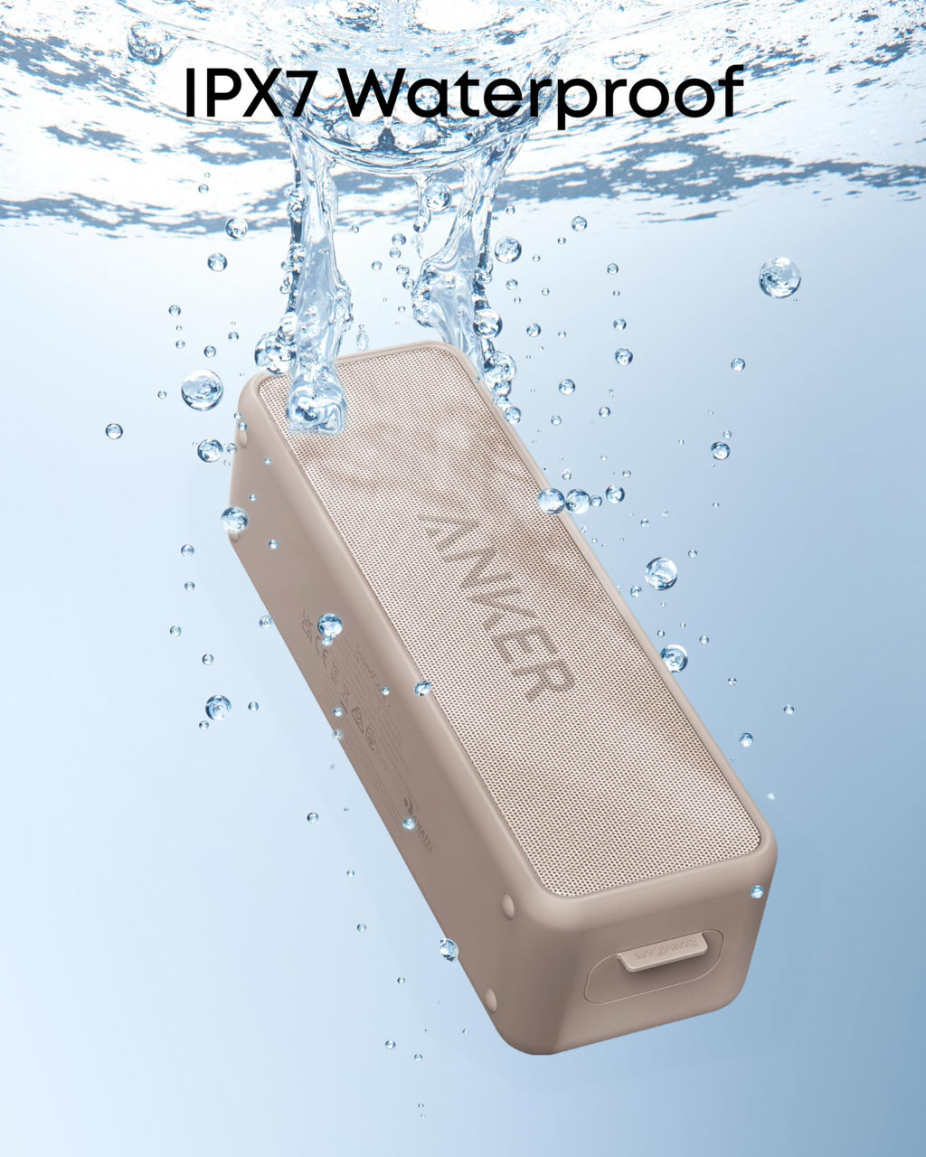 Anker Soundcore 2 - Altavoz Bluetooth portátil con sonido estéreo, Bluetooth 5, BassUp, impermeable IPX7, 24 horas de reproducción, emparejamiento estéreo inalámbrico, altavoz para el hogar, exterior