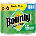 Bounty Quick-Size - Toallas de papel, paquete familiar de 8 rollos triples = 27 rollos regulares, color blanco