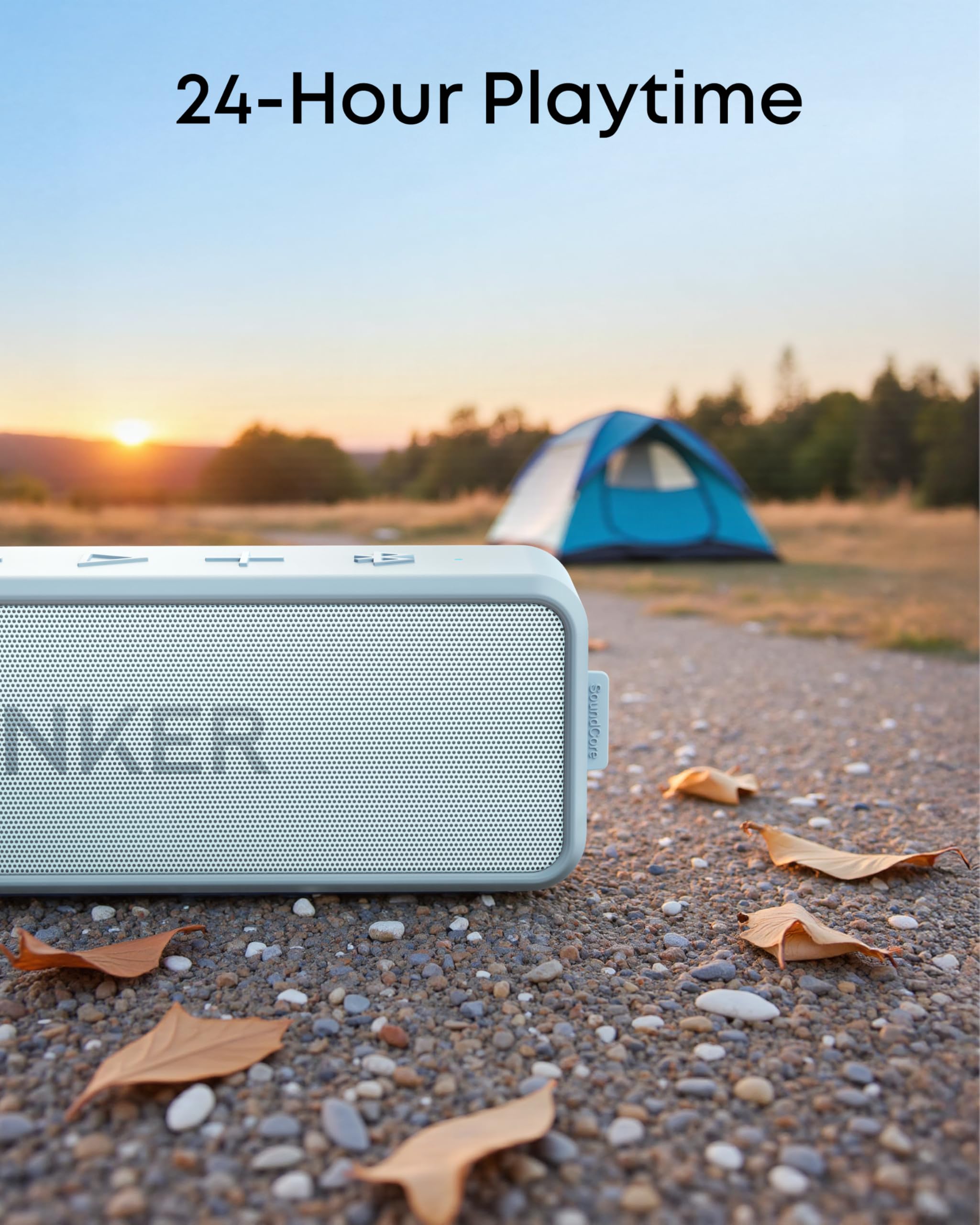 Anker Soundcore 2 - Altavoz Bluetooth portátil con sonido estéreo, Bluetooth 5, BassUp, impermeable IPX7, 24 horas de reproducción, emparejamiento estéreo inalámbrico, altavoz para el hogar, exterior
