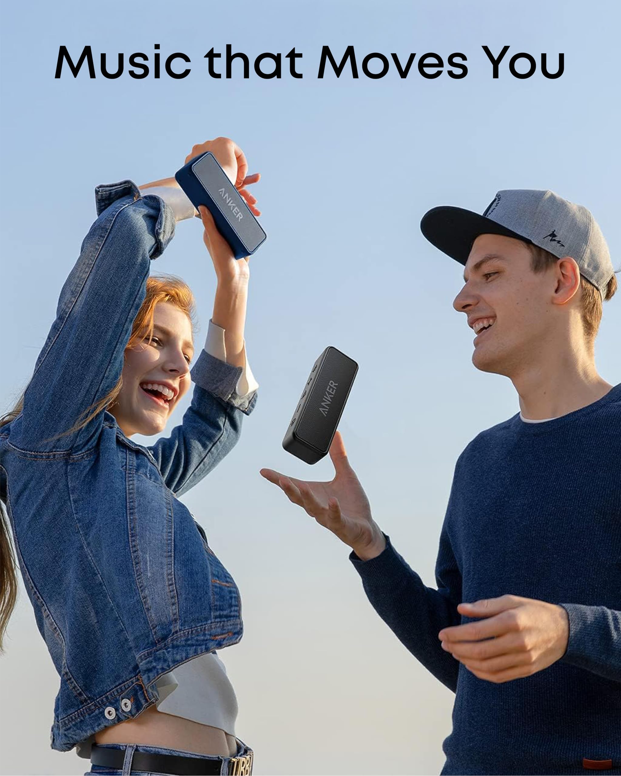 Anker Soundcore 2 - Altavoz Bluetooth portátil con sonido estéreo, Bluetooth 5, BassUp, impermeable IPX7, 24 horas de reproducción, emparejamiento estéreo inalámbrico, altavoz para el hogar, exterior