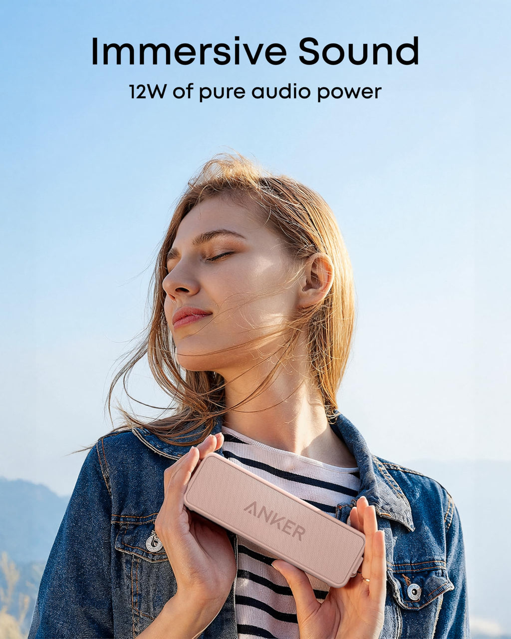Anker Soundcore 2 - Altavoz Bluetooth portátil con sonido estéreo, Bluetooth 5, BassUp, impermeable IPX7, 24 horas de reproducción, emparejamiento estéreo inalámbrico, altavoz para el hogar, exterior