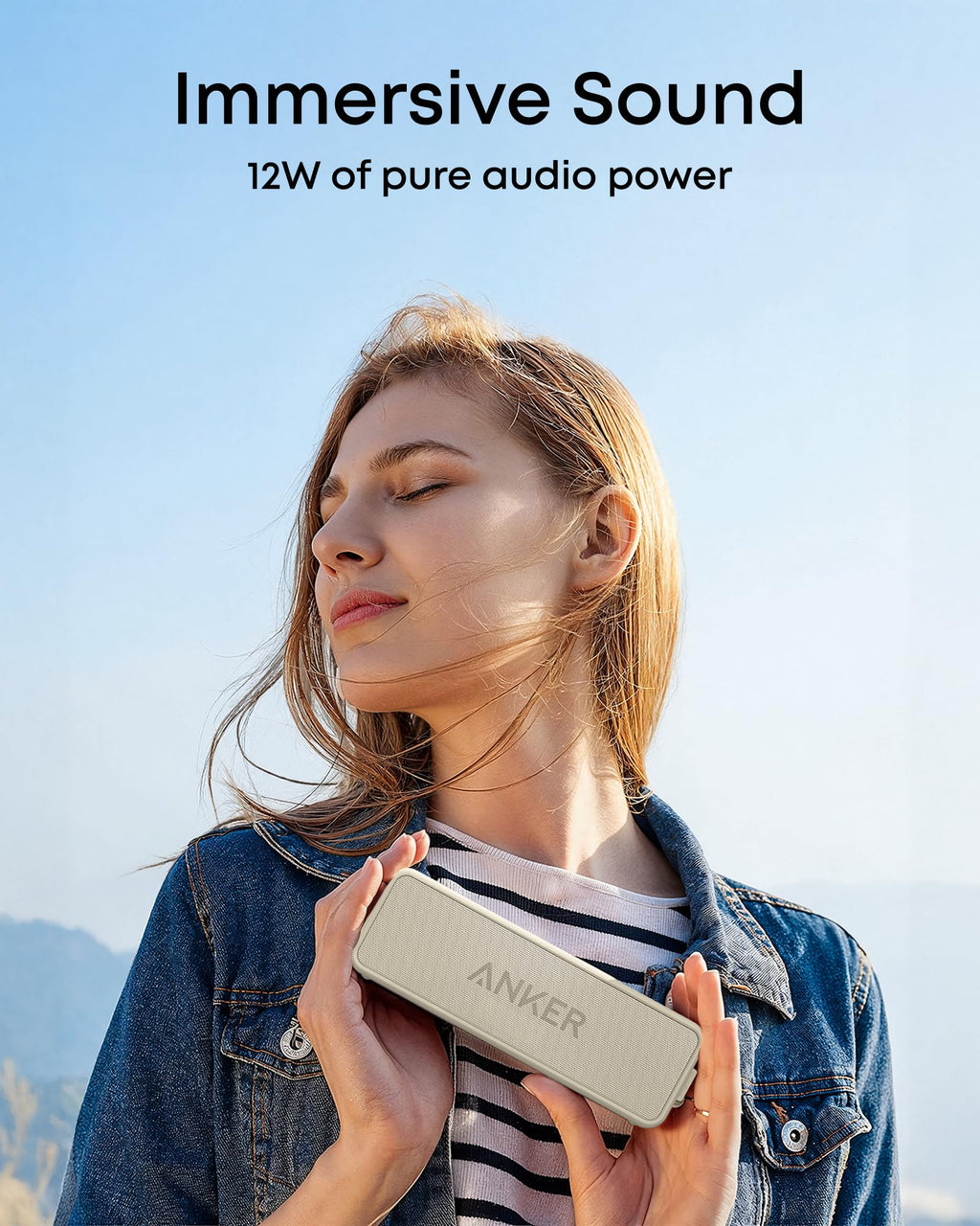 Anker Soundcore 2 - Altavoz Bluetooth portátil con sonido estéreo, Bluetooth 5, BassUp, impermeable IPX7, 24 horas de reproducción, emparejamiento estéreo inalámbrico, altavoz para el hogar, exterior