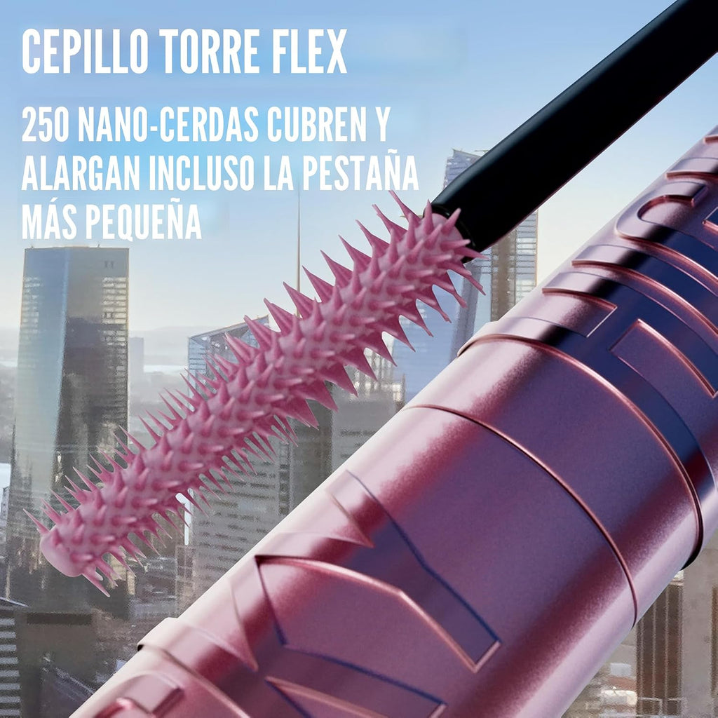 Maybelline Lash Sensational Sky High - Máscara de pestañas lavable, maquillaje, voluminizadora, alargadora, definidora, rizador, fórmula acumulable, negro más negro, 1 unidad