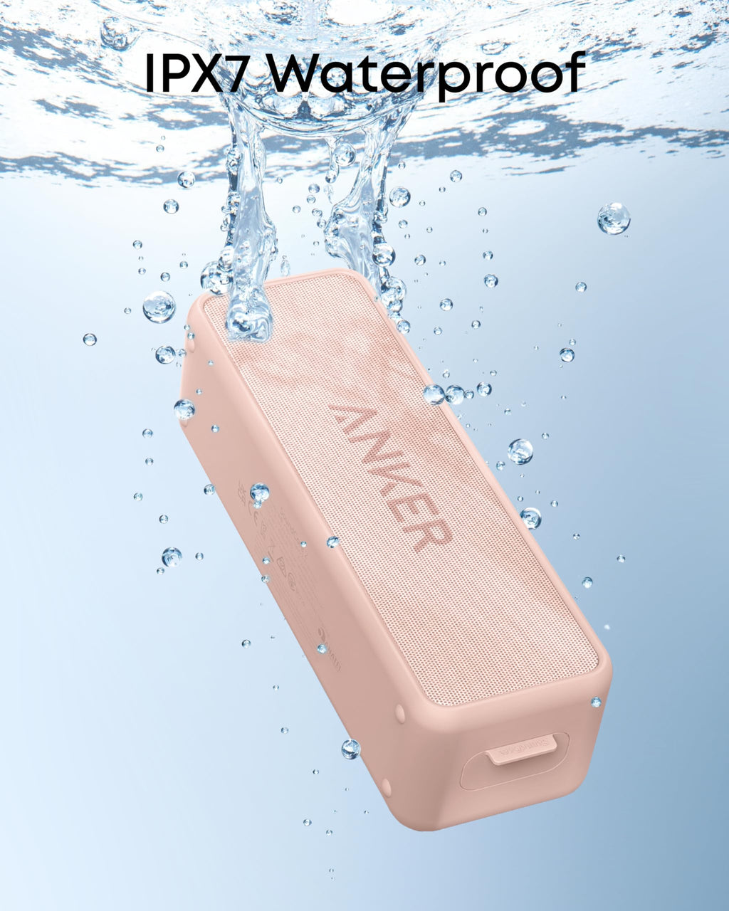Anker Soundcore 2 - Altavoz Bluetooth portátil con sonido estéreo, Bluetooth 5, BassUp, impermeable IPX7, 24 horas de reproducción, emparejamiento estéreo inalámbrico, altavoz para el hogar, exterior